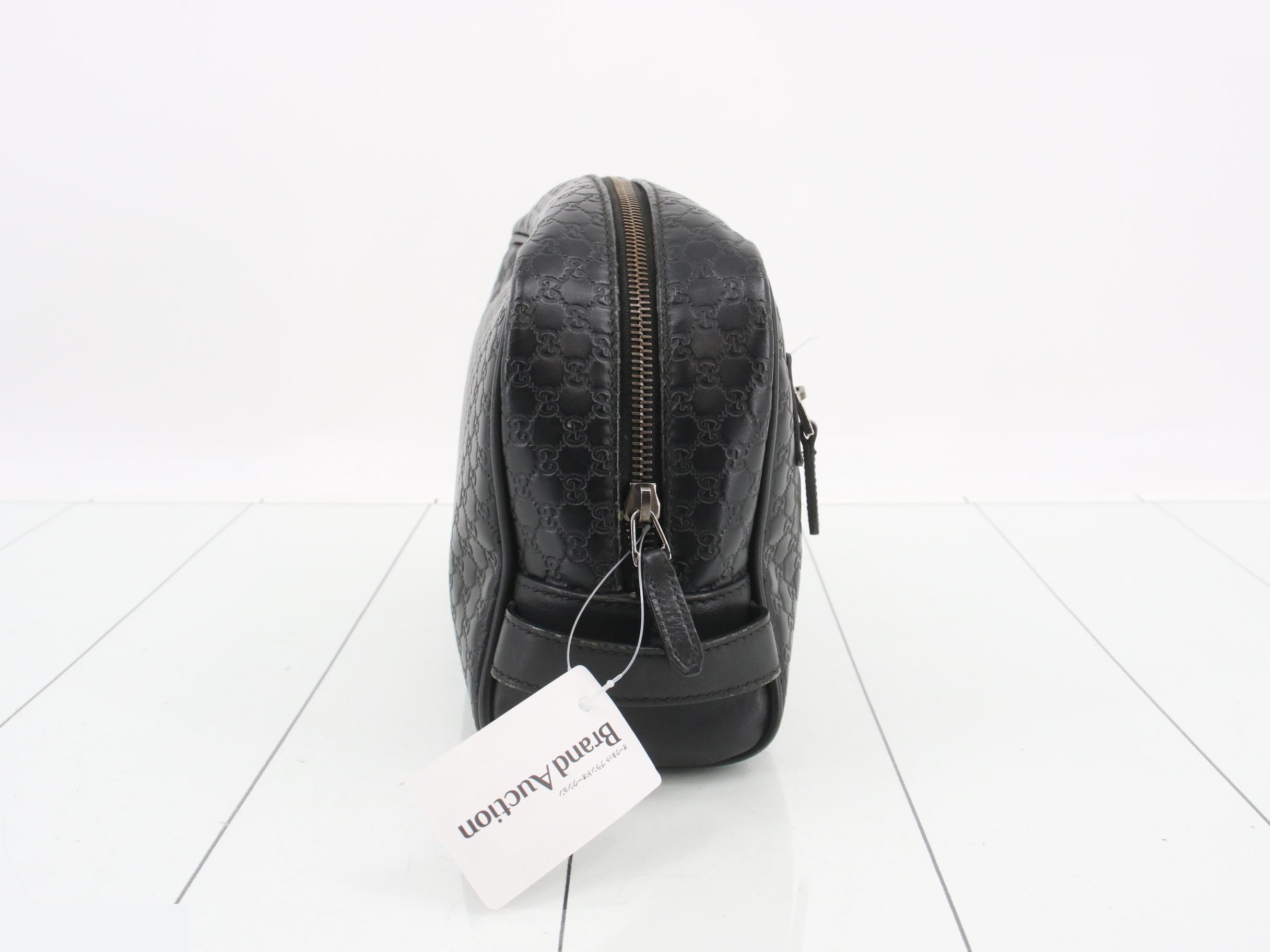Micro GG Clutch Pouch, Leather, Black — view 4