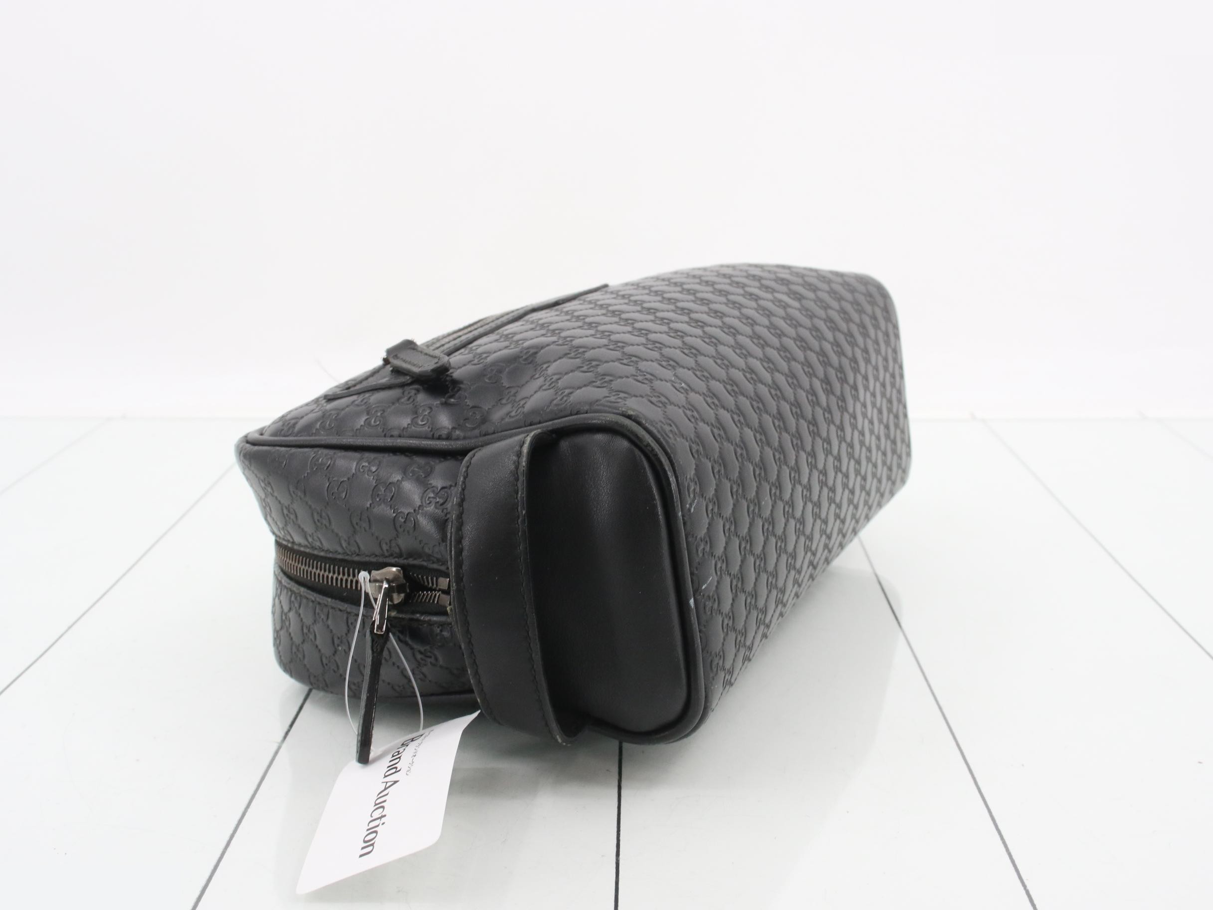Micro GG Clutch Pouch, Leather, Black — view 5