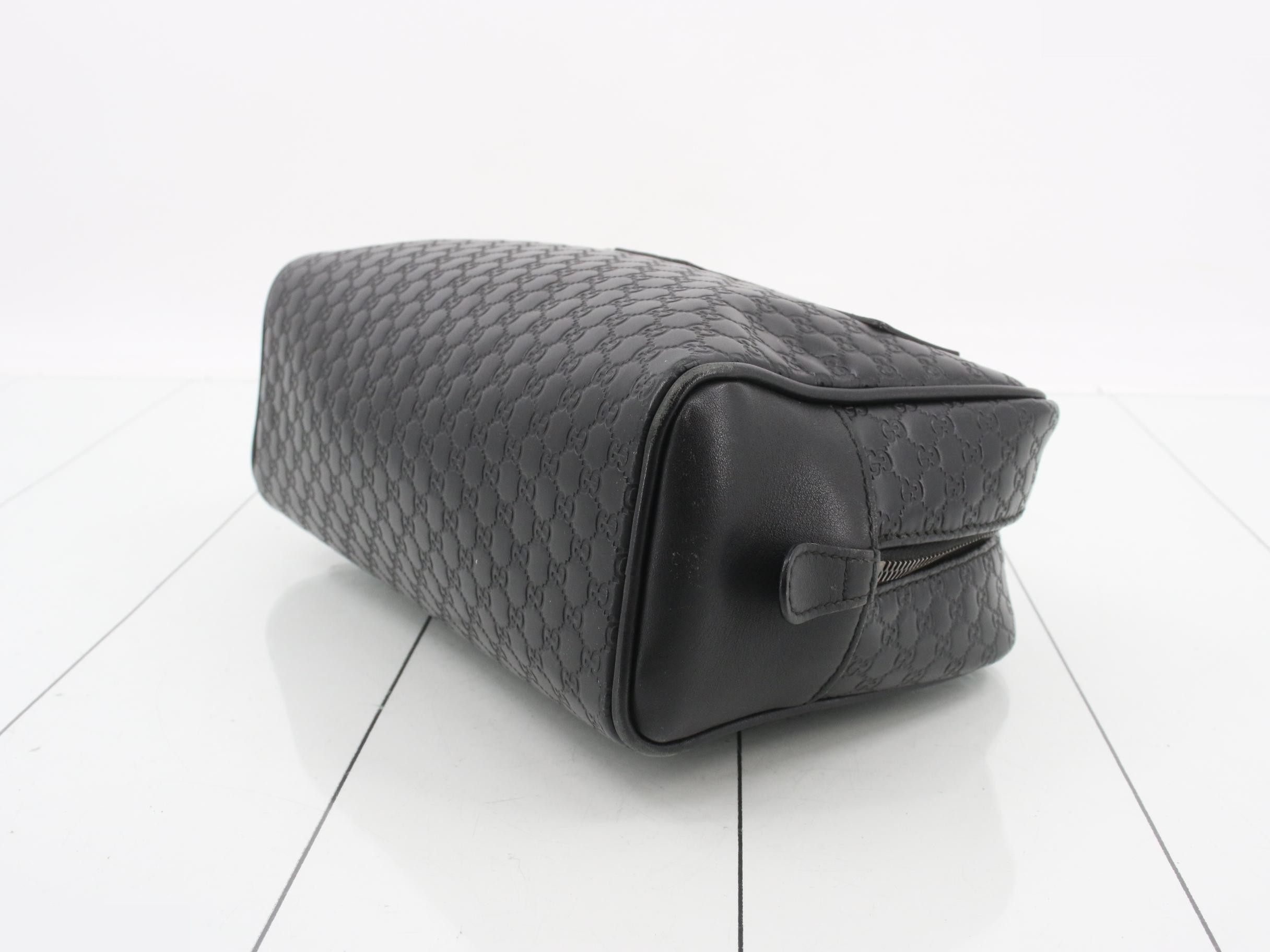 Micro GG Clutch Pouch, Leather, Black — view 6