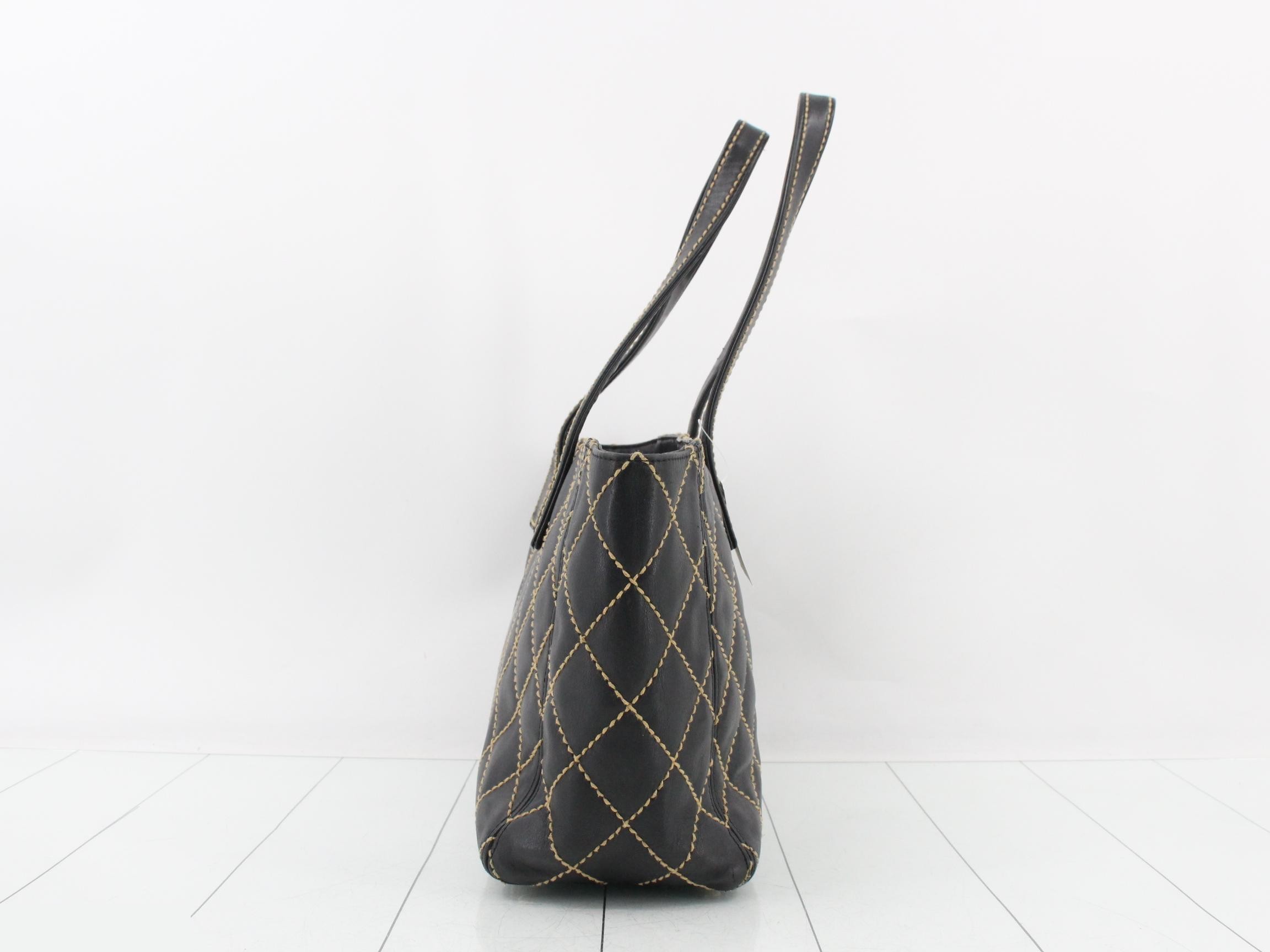 Wild Stitch Large Shopper Tote, Lambskin, Black, Series 9, W35cm — view 3