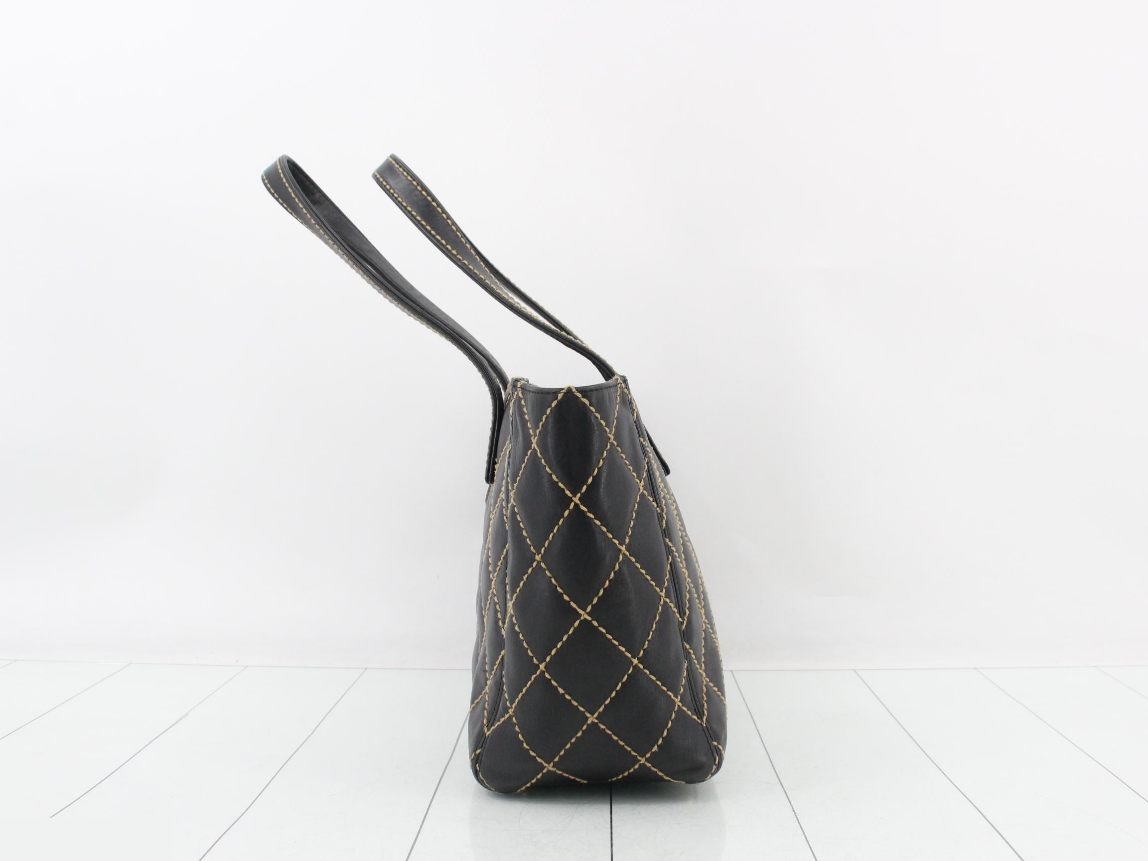 Wild Stitch Large Shopper Tote, Lambskin, Black, Series 9, W35cm — view 4