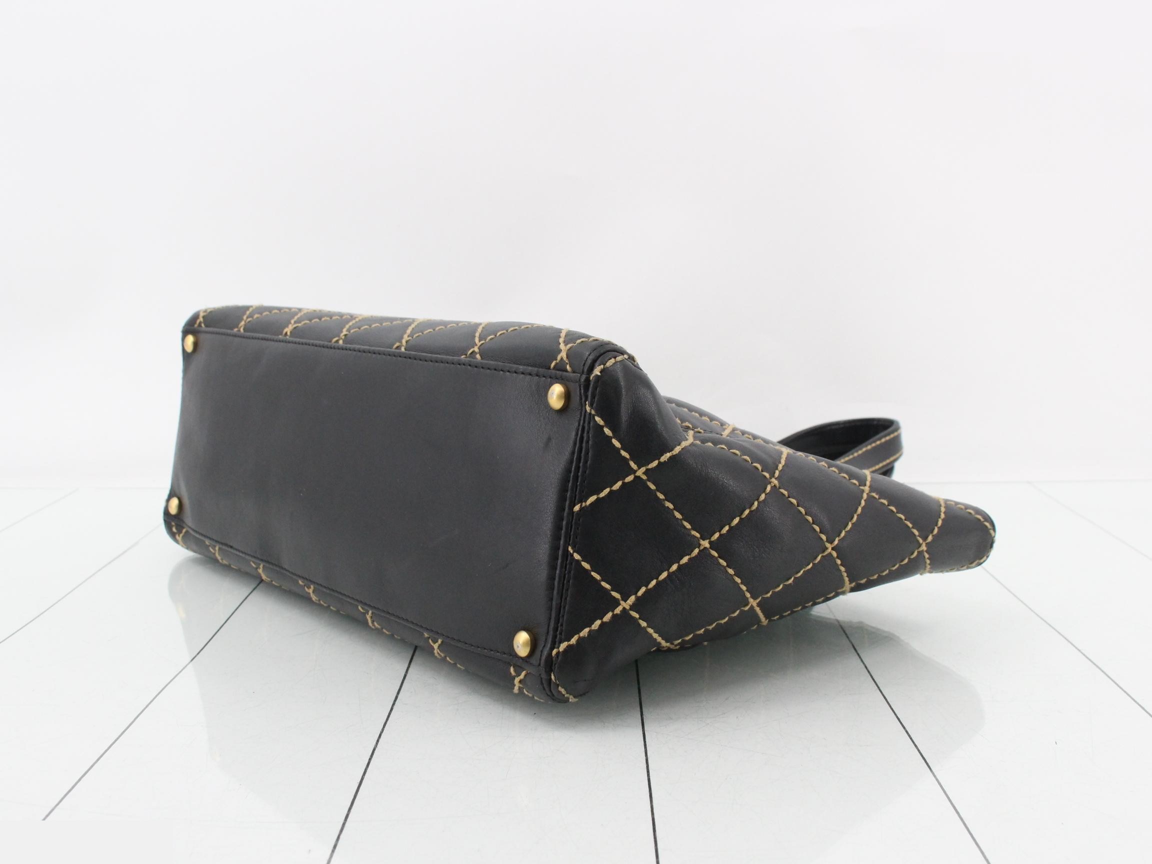Wild Stitch Large Shopper Tote, Lambskin, Black, Series 9, W35cm — view 6