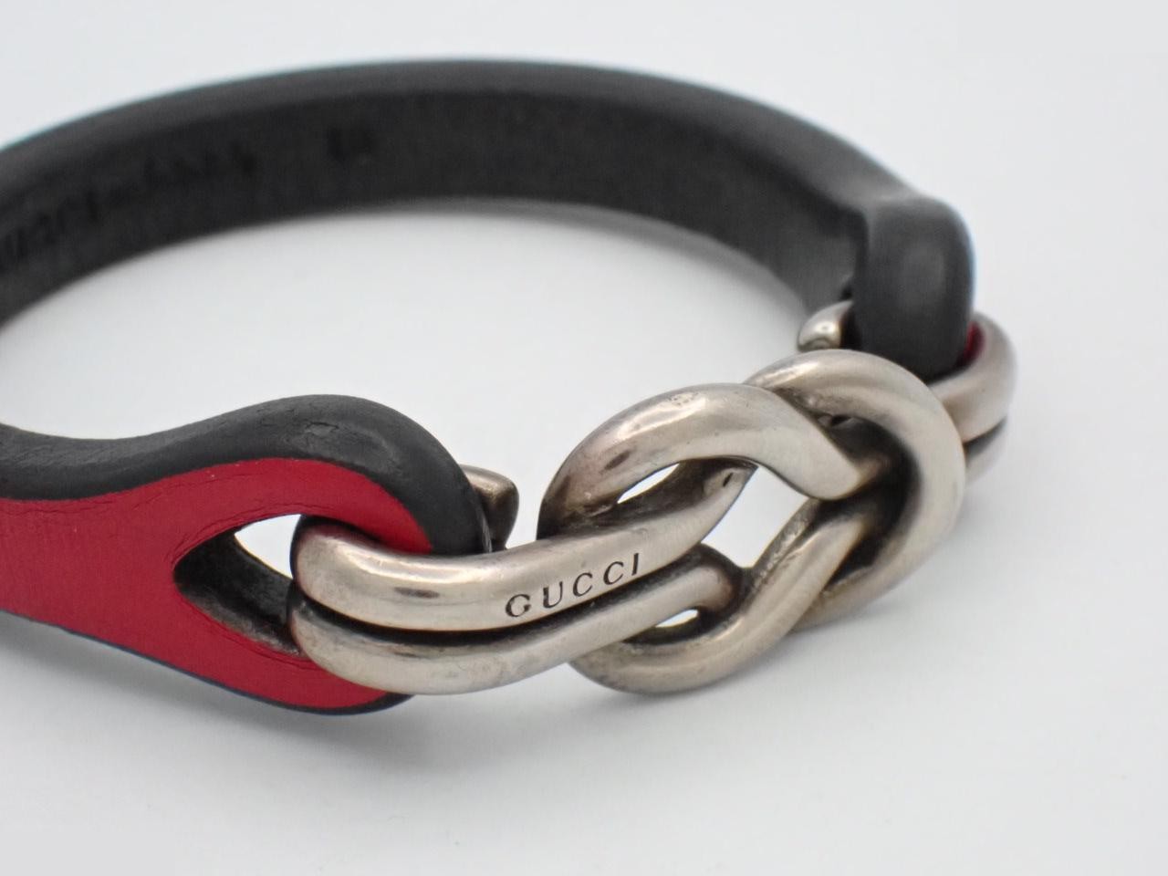Bangle, knot design, wrist circumference 18cm, 925 silver, total weight 29.4g, leather. — view 3
