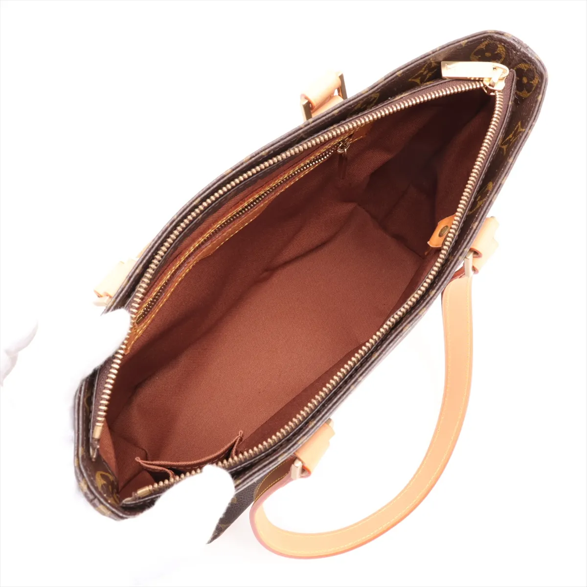 Monogram Cabas Piano M51148 SD0054 Brown. Interior: Aftermarket lining, vachetta leather, various aftermarket repairs. — view 7