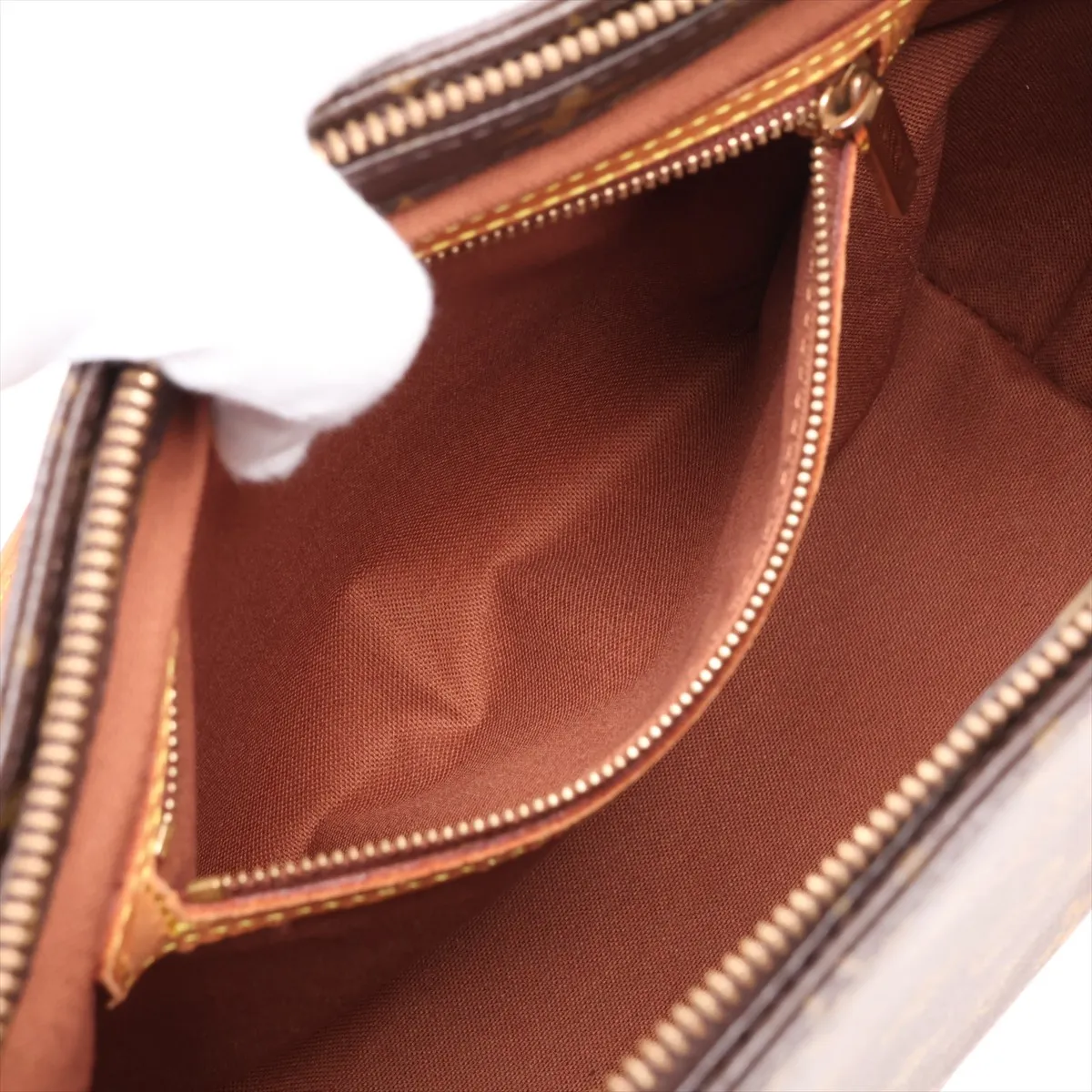 Monogram Cabas Piano M51148 SD0054 Brown. Interior: Aftermarket lining, vachetta leather, various aftermarket repairs. — view 8
