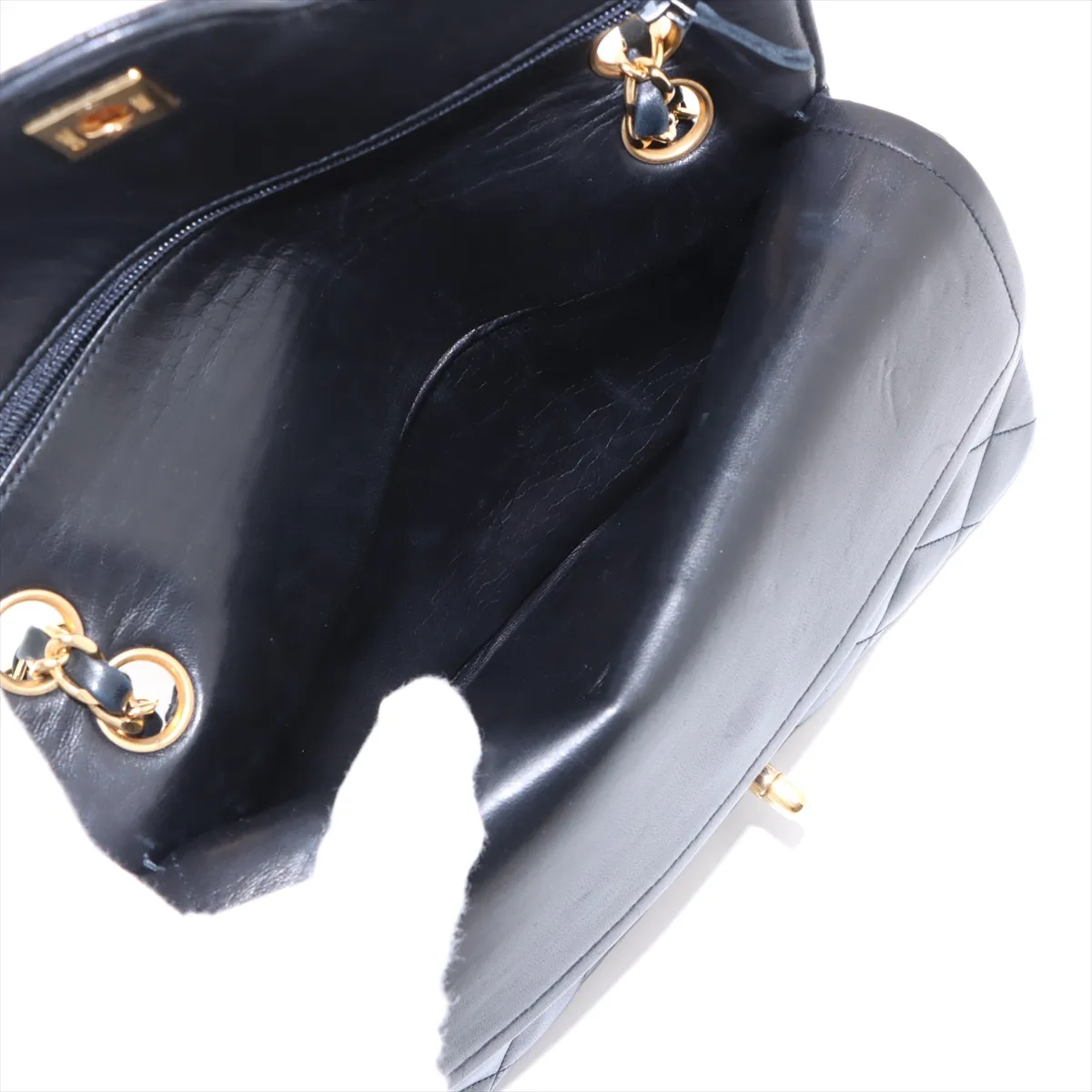 Matelasse Lambskin Double Flap Double Chain Bag Black Gold Hardware 1816335 No. 1 — view 11