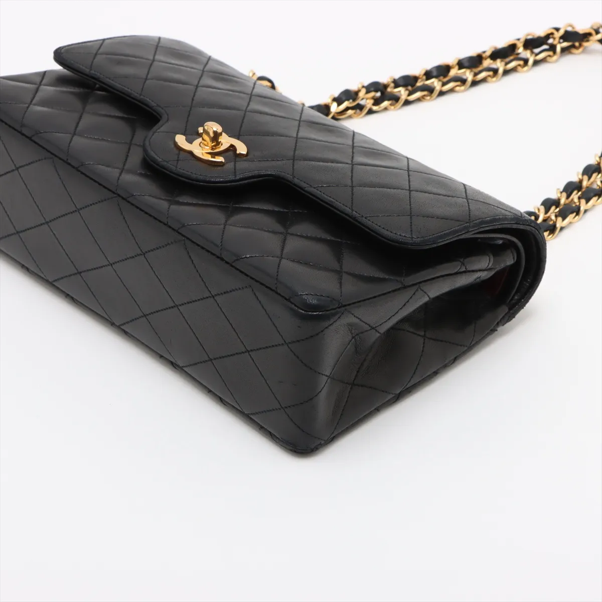 Matelasse Lambskin Double Flap Double Chain Bag Black Gold Hardware 1816335 No. 1 — view 3