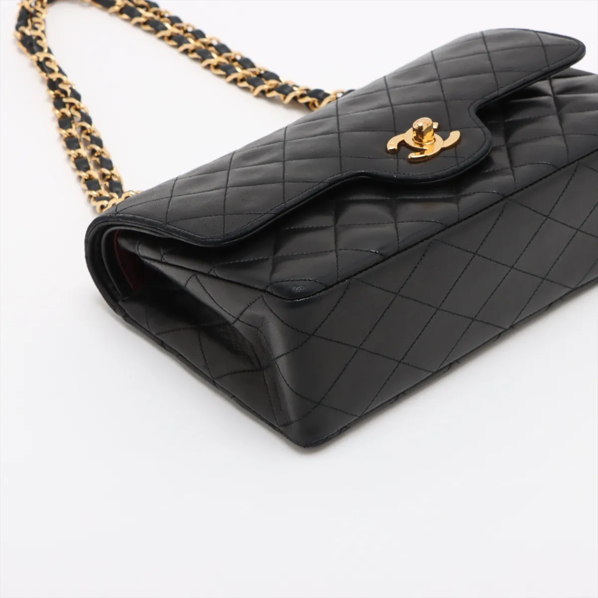 Matelasse Lambskin Double Flap Double Chain Bag Black Gold Hardware 1816335 No. 1 — view 4