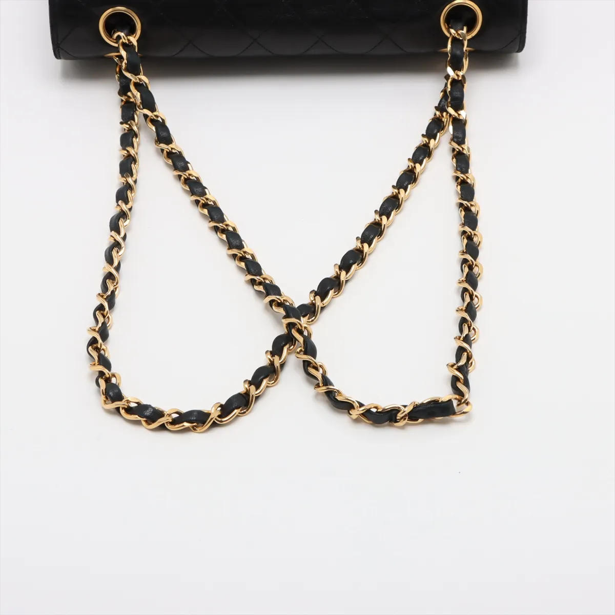 Matelasse Lambskin Double Flap Double Chain Bag Black Gold Hardware 1816335 No. 1 — view 5