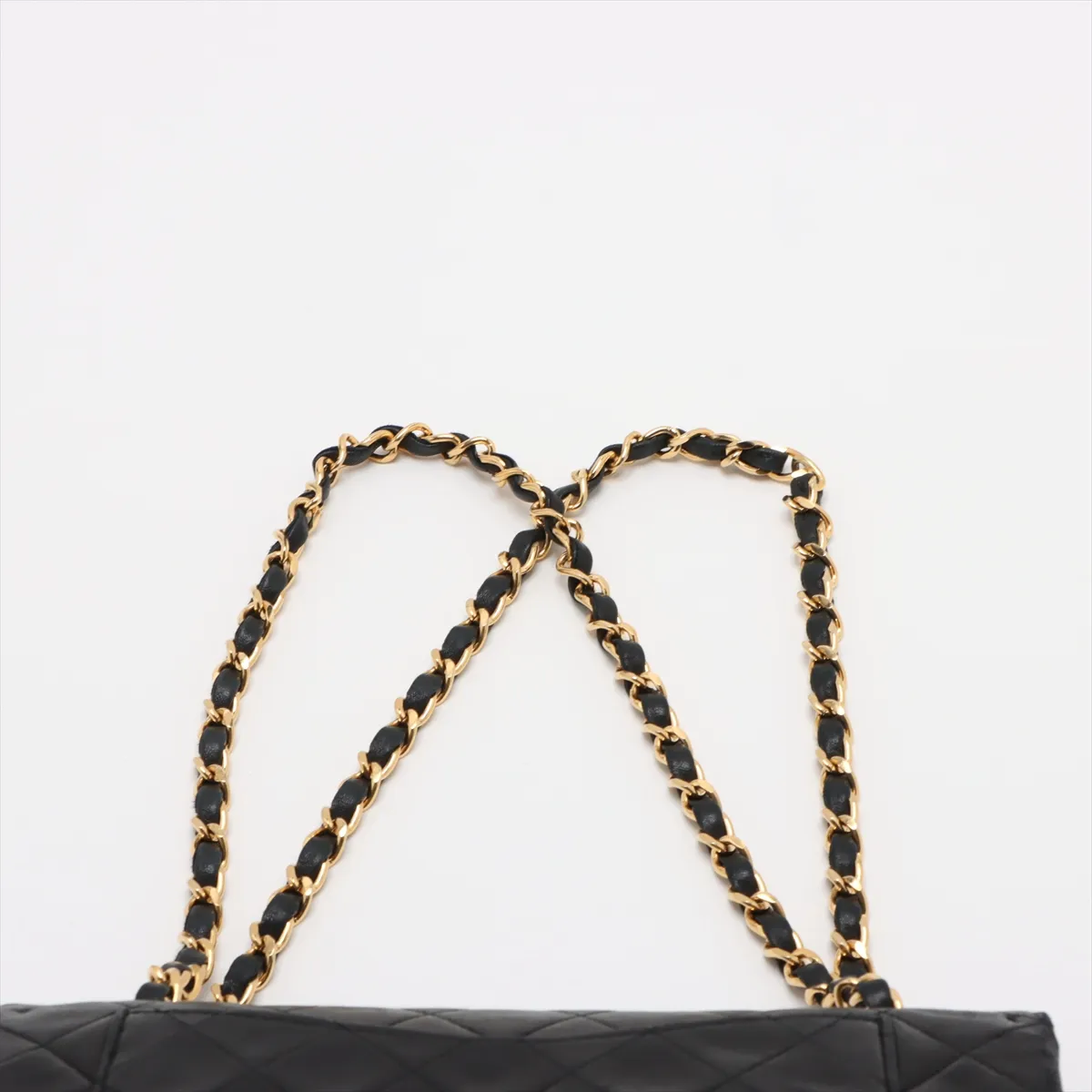 Matelasse Lambskin Double Flap Double Chain Bag Black Gold Hardware 1816335 No. 1 — view 6