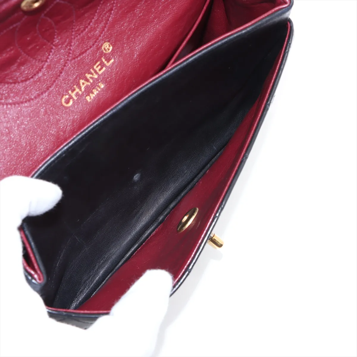 Matelasse Lambskin Double Flap Double Chain Bag Black Gold Hardware 1816335 No. 1 — view 8