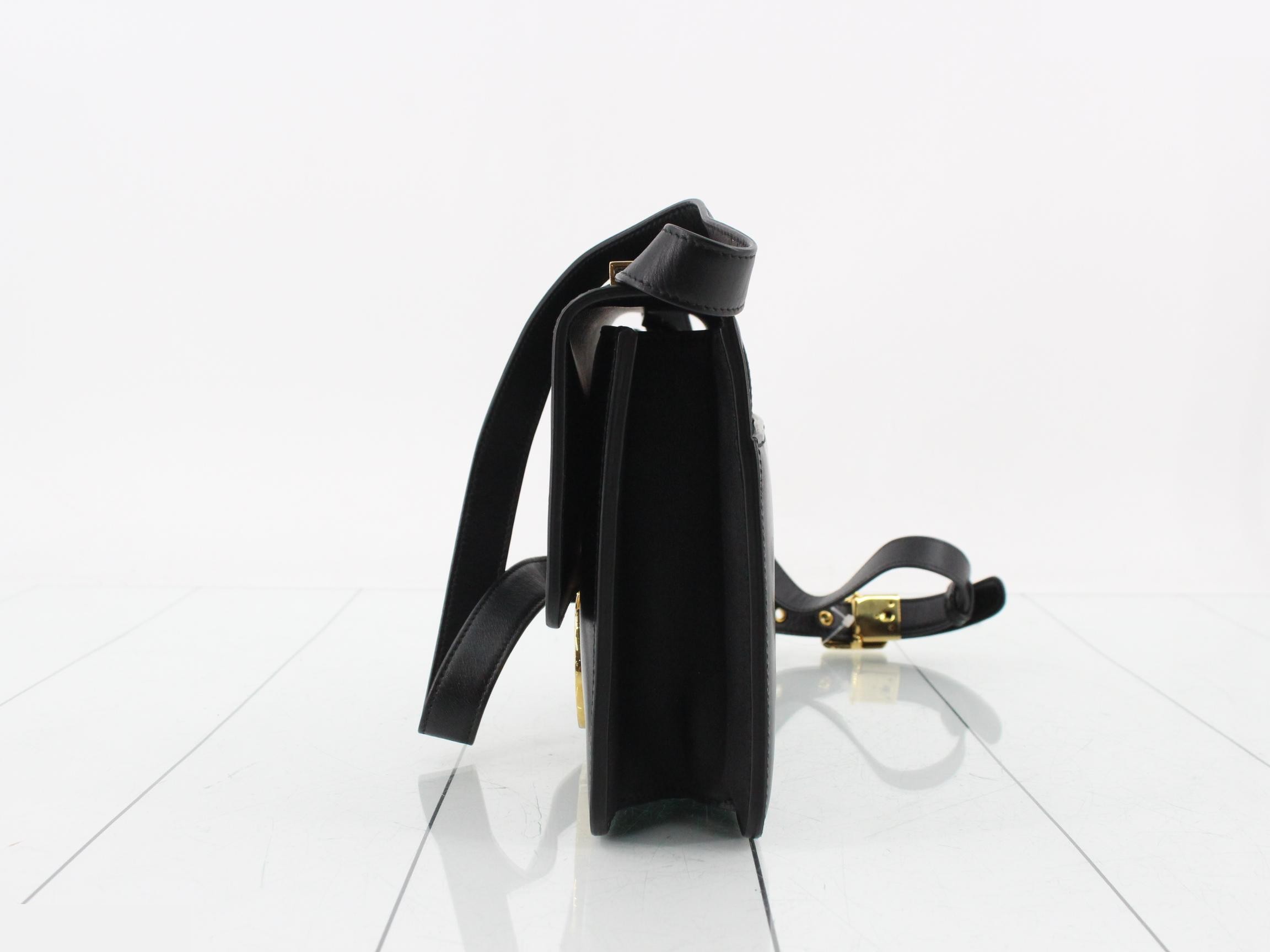 30 Montaigne Calfskin Shoulder Bag, Black — view 3
