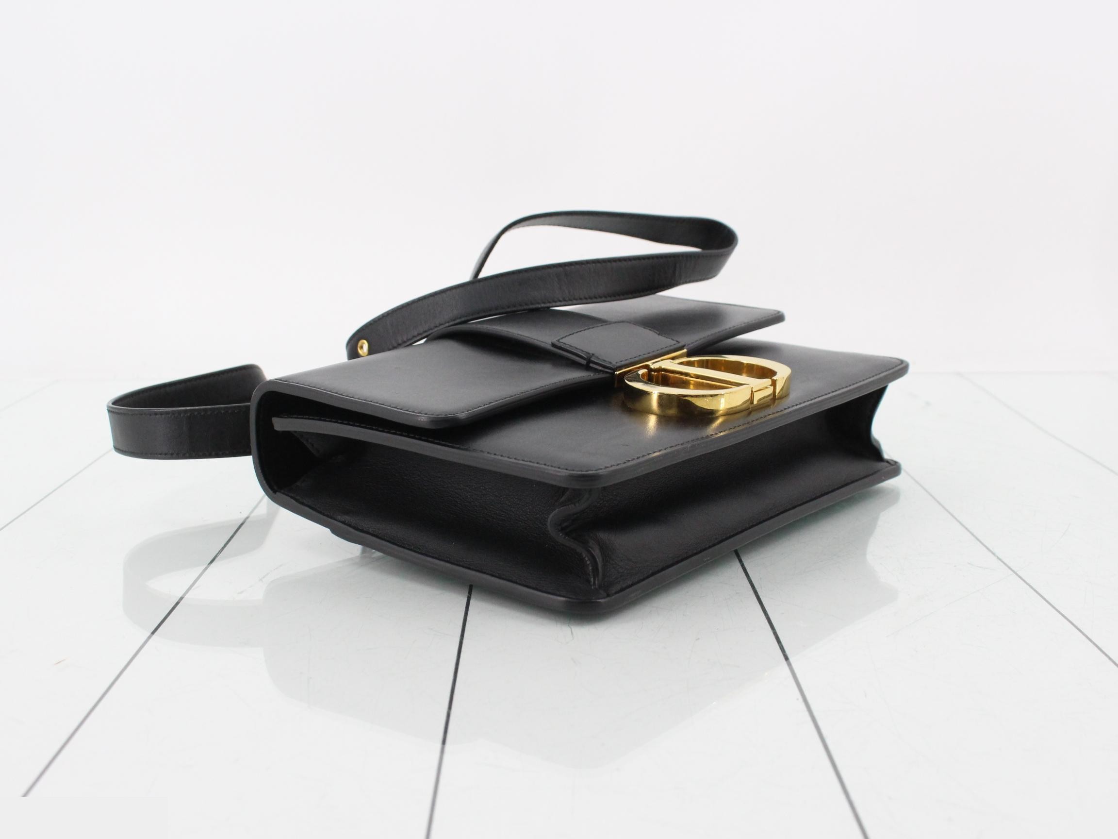 30 Montaigne Calfskin Shoulder Bag, Black — view 5