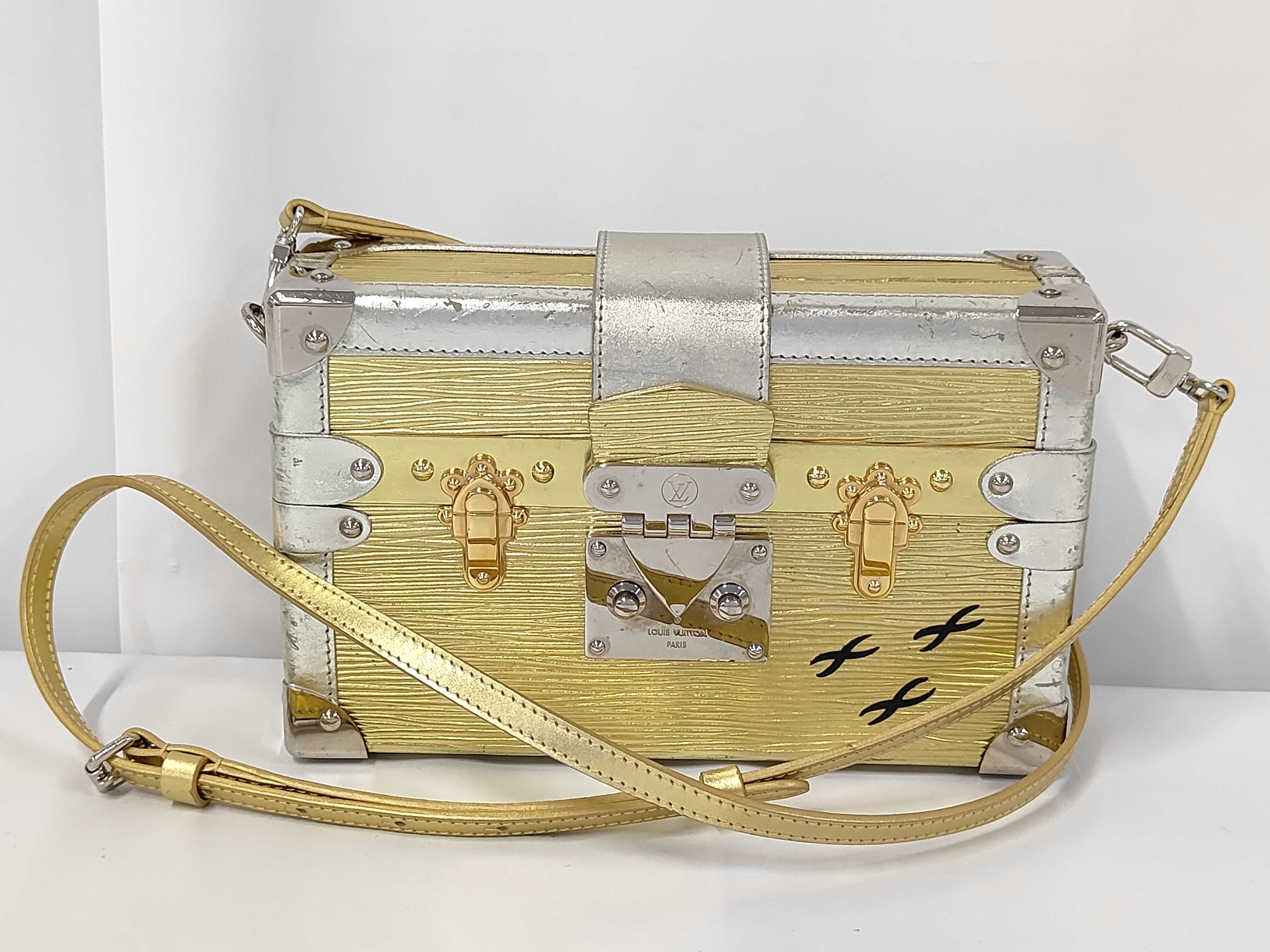 Petite Malle Leather Gold Silver Epi Metallic M54652 PL0168 Shoulder Bag