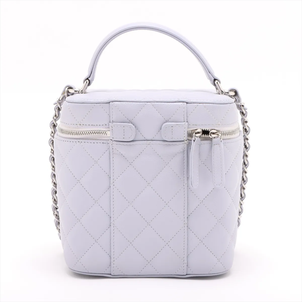 Matelasse caviar skin vanity bag purple silver hardware KUT967CE random plate — view 2