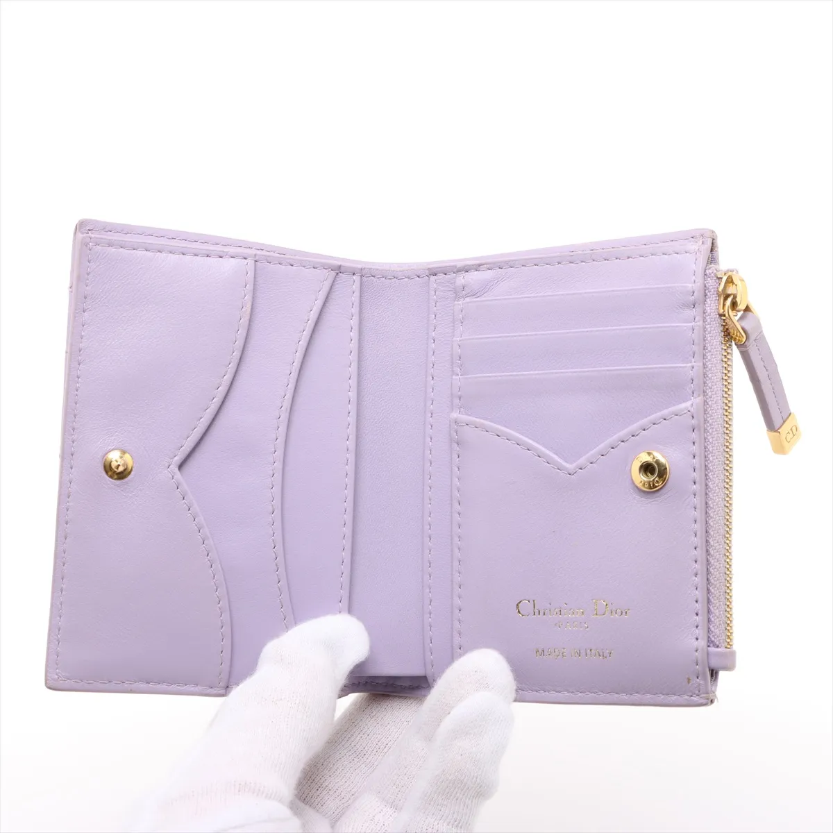 Lady Dior Cannage Dahlia Leather Compact Wallet Purple Jolie — view 3