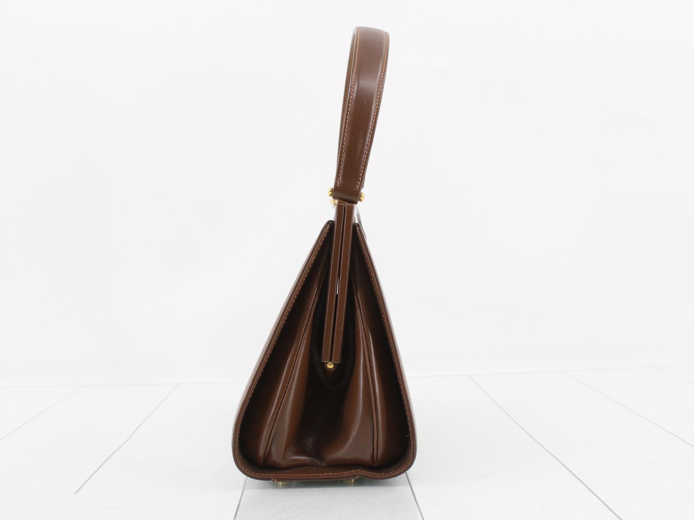 leather handbag with clasp closure — view 3