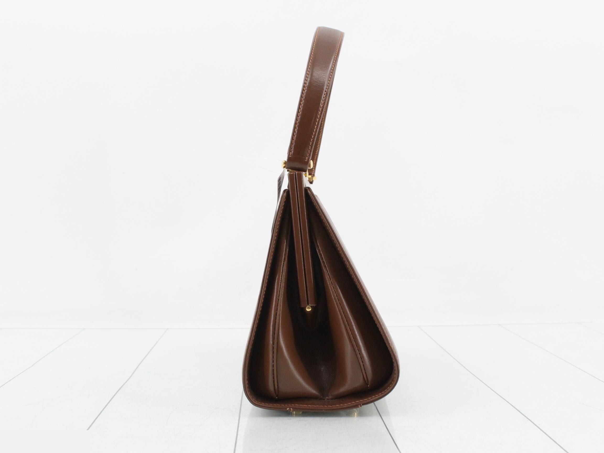 leather handbag with clasp closure — view 4