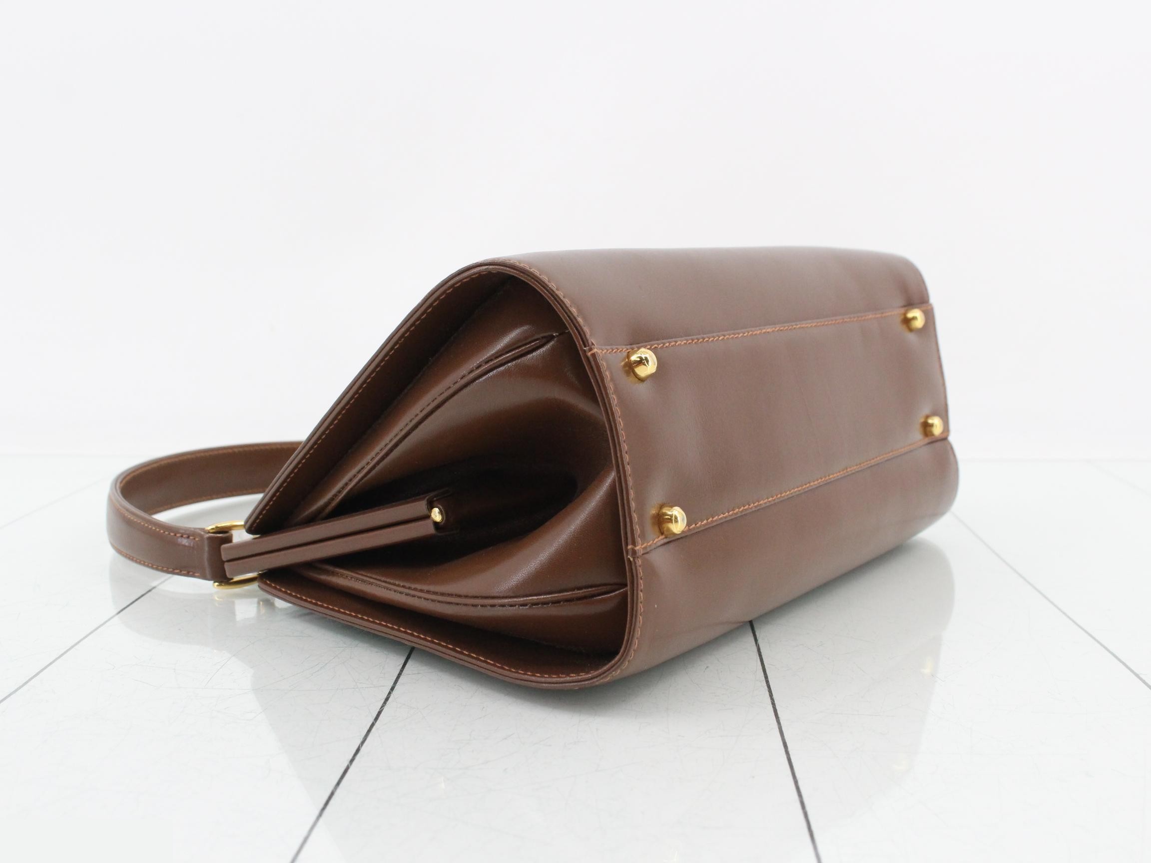 leather handbag with clasp closure — view 5