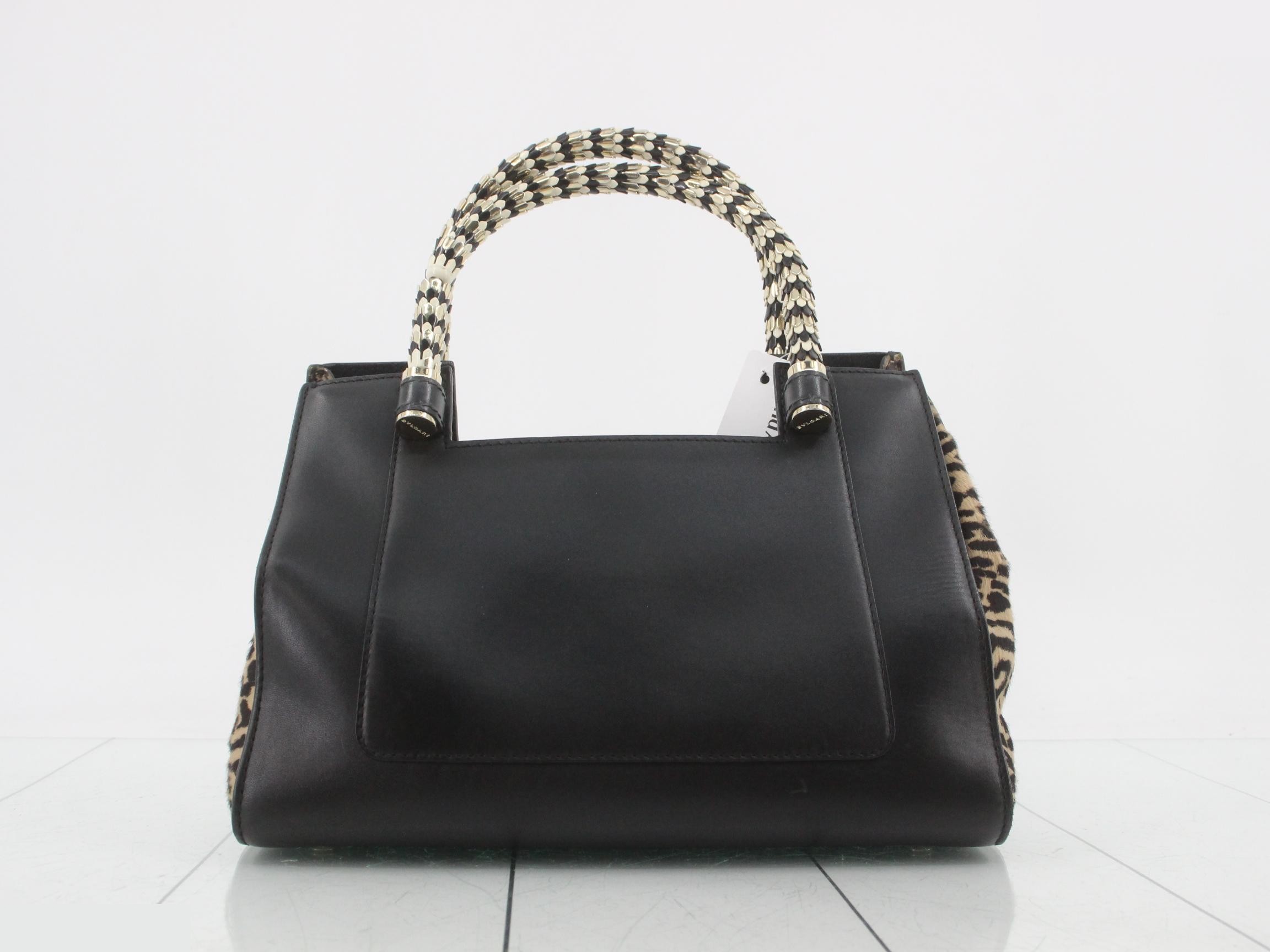 Serpenti Scaglie Black x Leopard Print Calf Hair x Leather — view 2