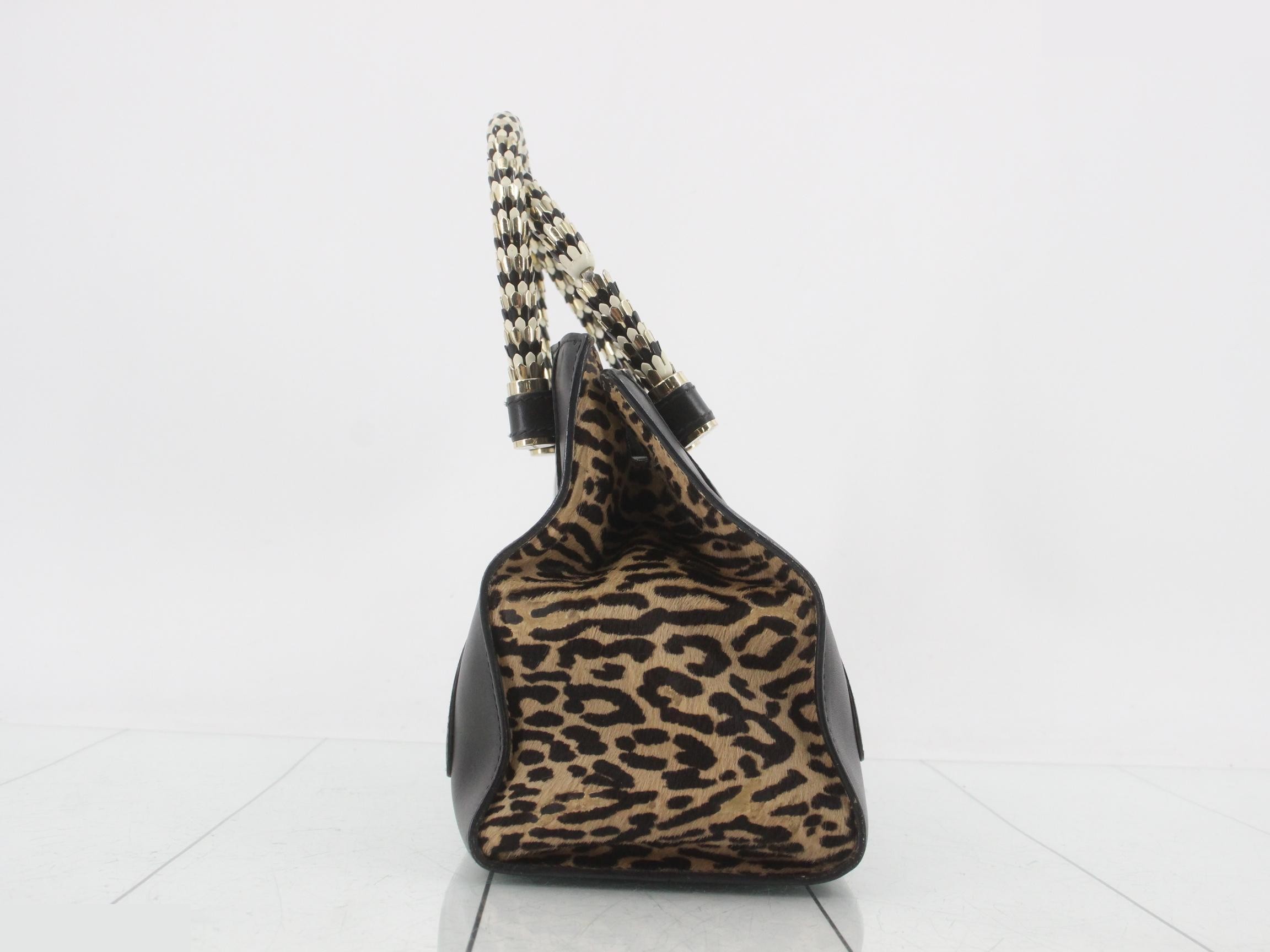 Serpenti Scaglie Black x Leopard Print Calf Hair x Leather — view 3