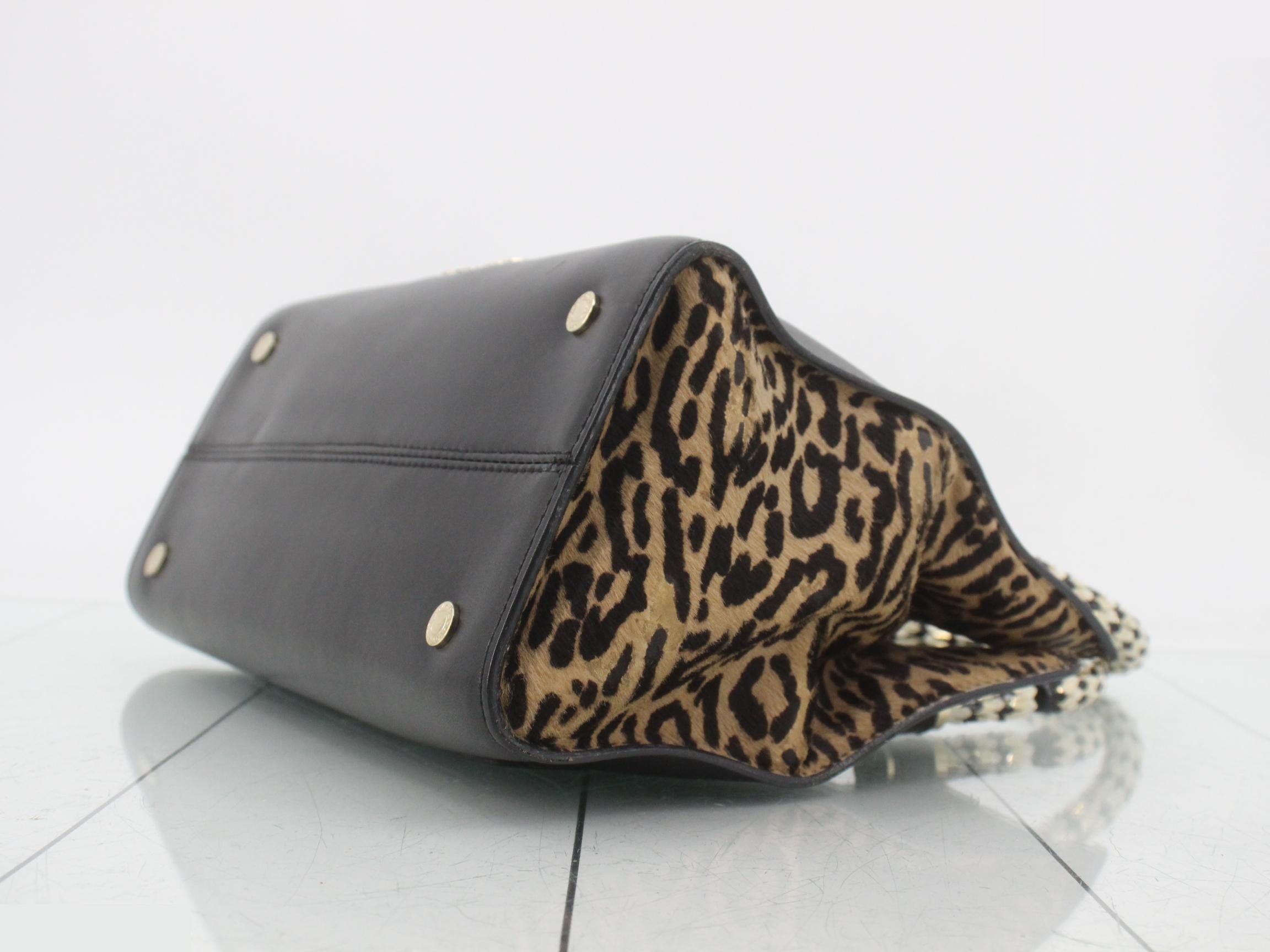Serpenti Scaglie Black x Leopard Print Calf Hair x Leather — view 6