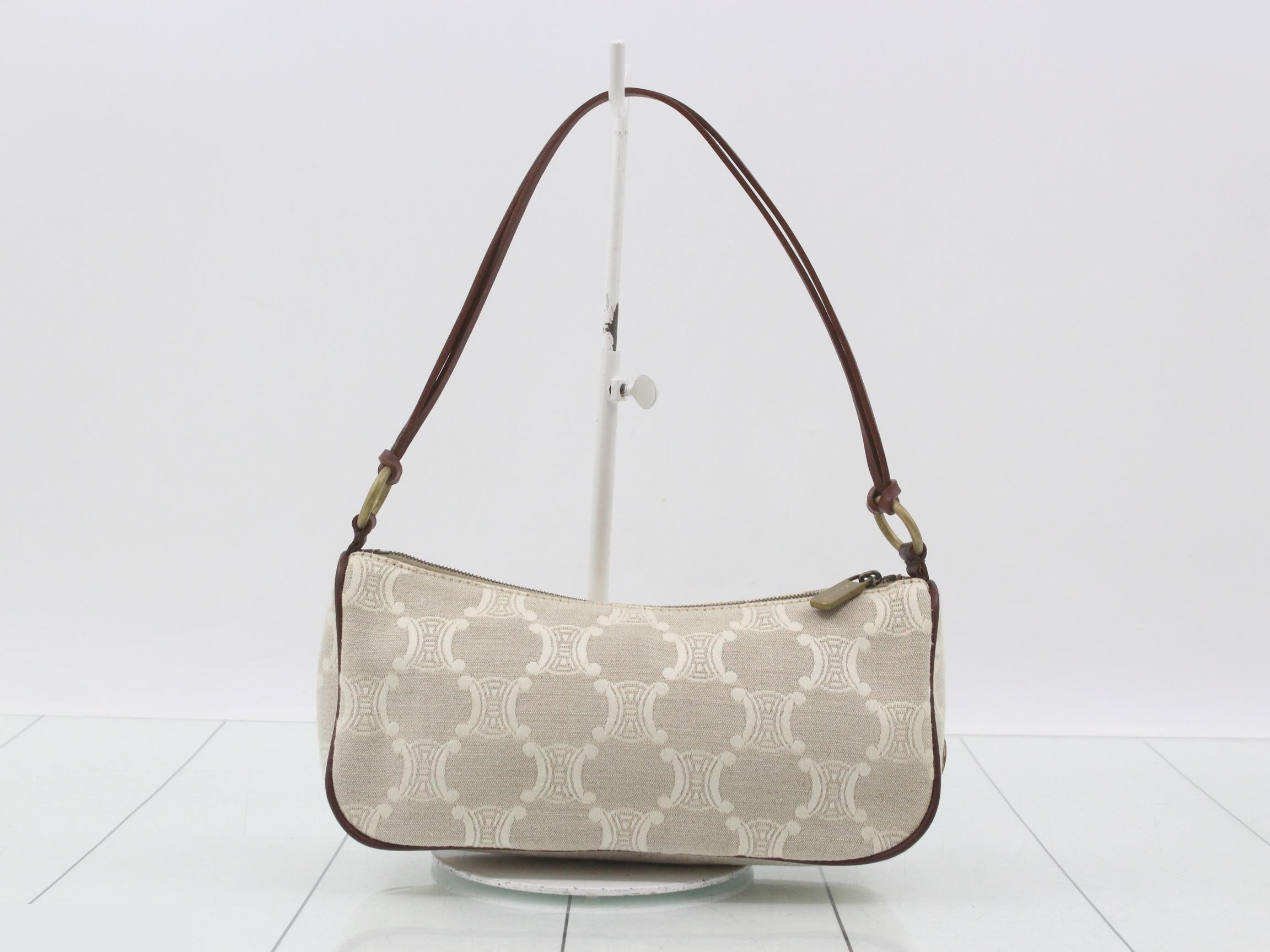 Macadam Accessory Pouch Mini Bag, Ivory x Brown, with Dust Bag, W22 — view 2