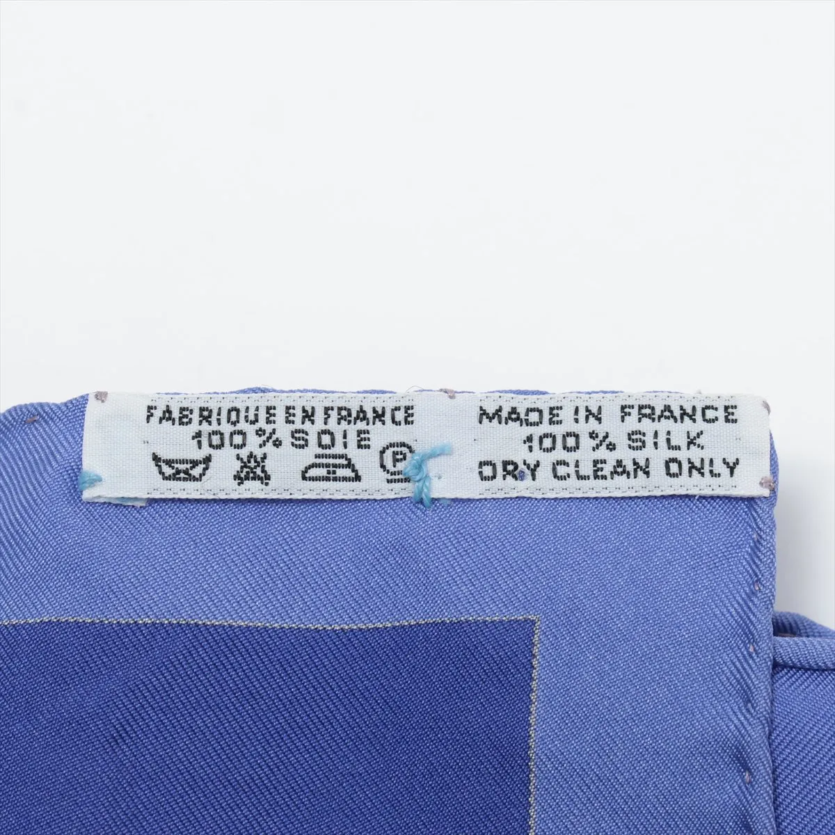 Carre 90 Parures des Sables (Desert Accessories) Scarf, Silk, Blue. Shows wear, — view 7