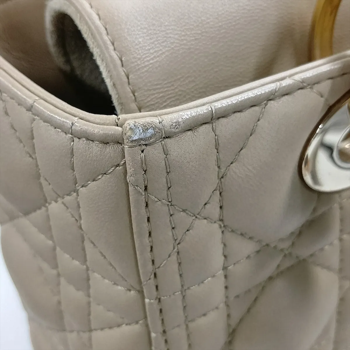 Cannage Lady Dior Leather 2-Way Handbag, Beige — view 13