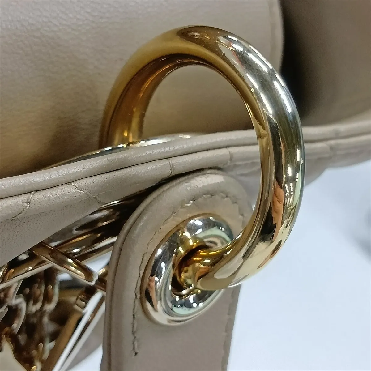 Cannage Lady Dior Leather 2-Way Handbag, Beige — view 15