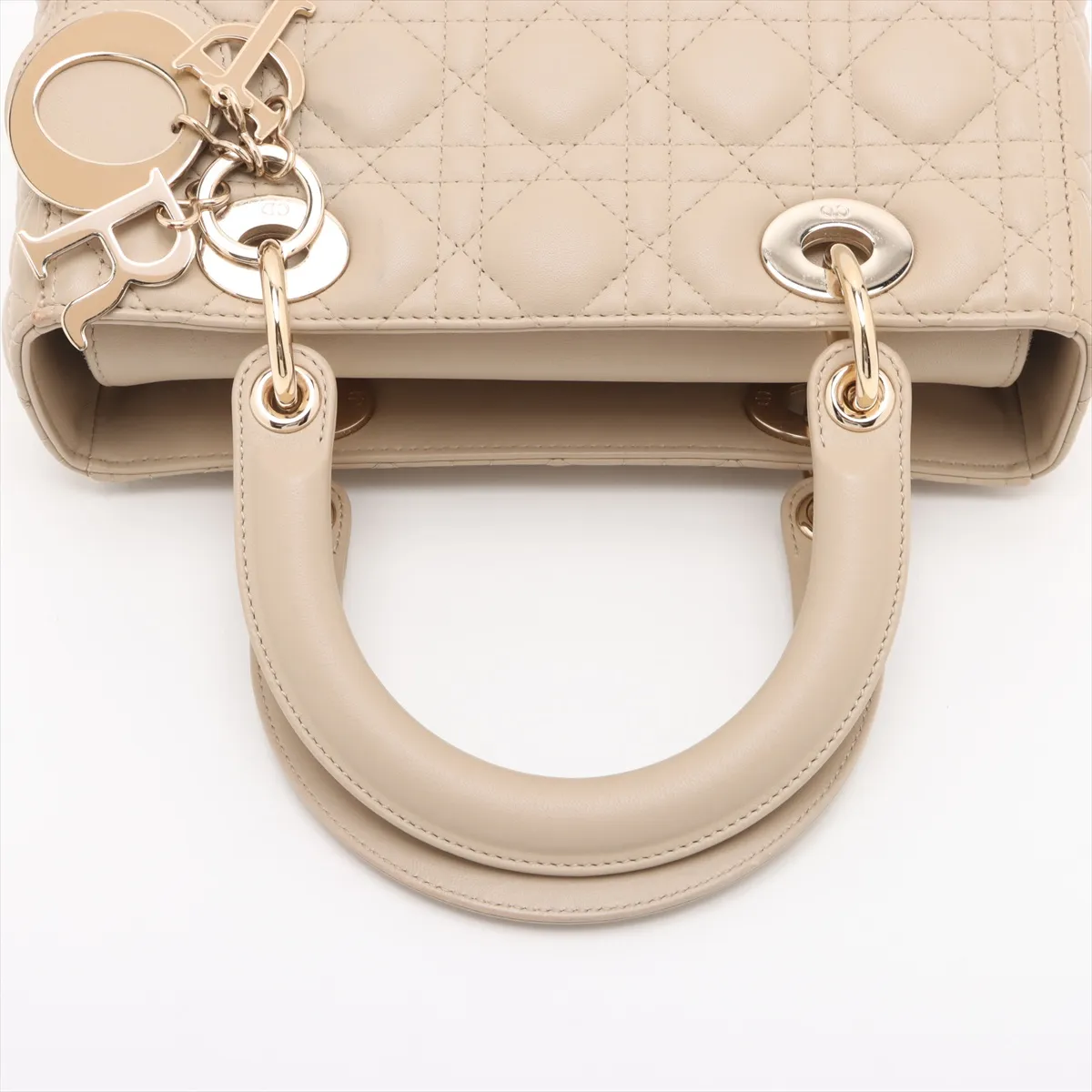 Cannage Lady Dior Leather 2-Way Handbag, Beige — view 5