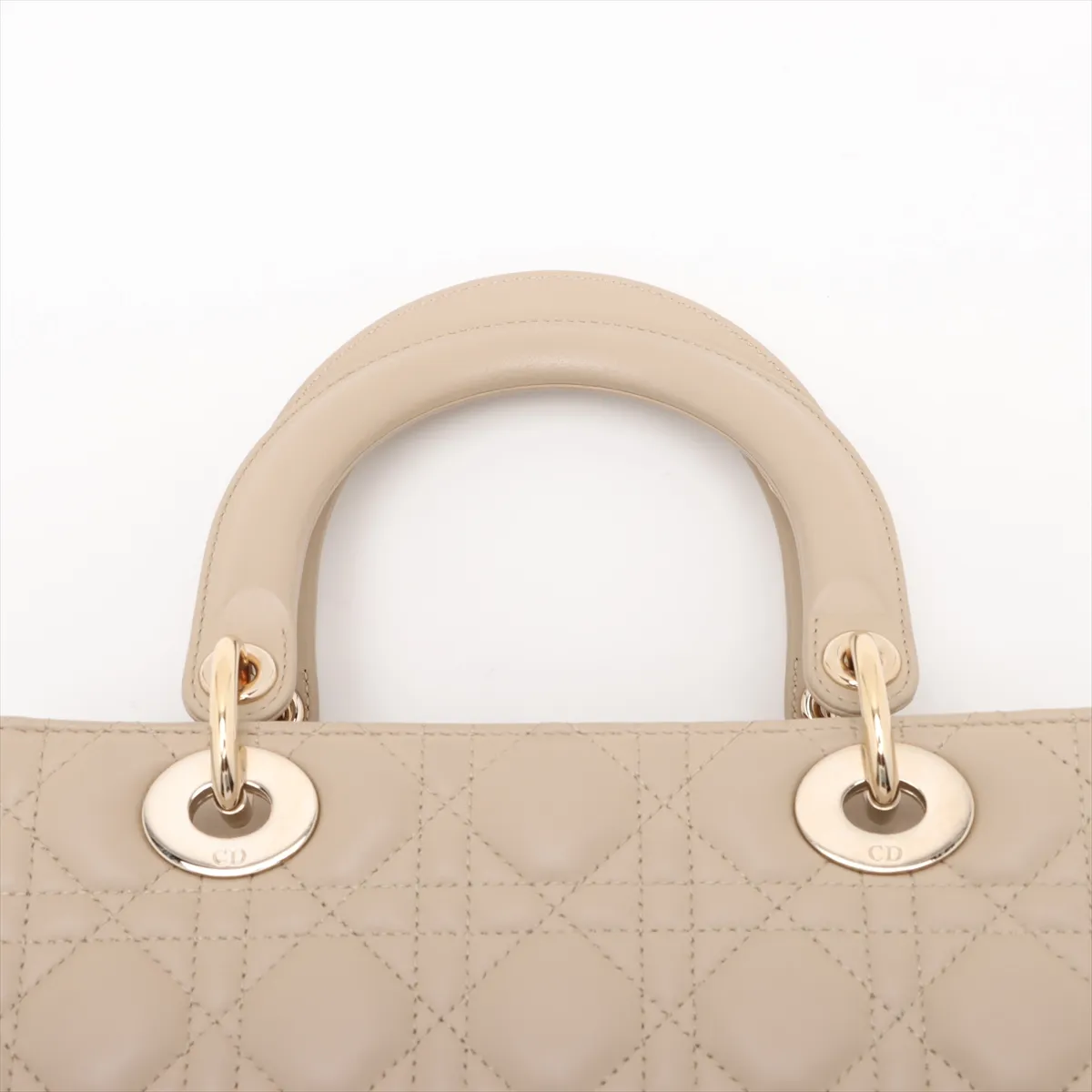 Cannage Lady Dior Leather 2-Way Handbag, Beige — view 6