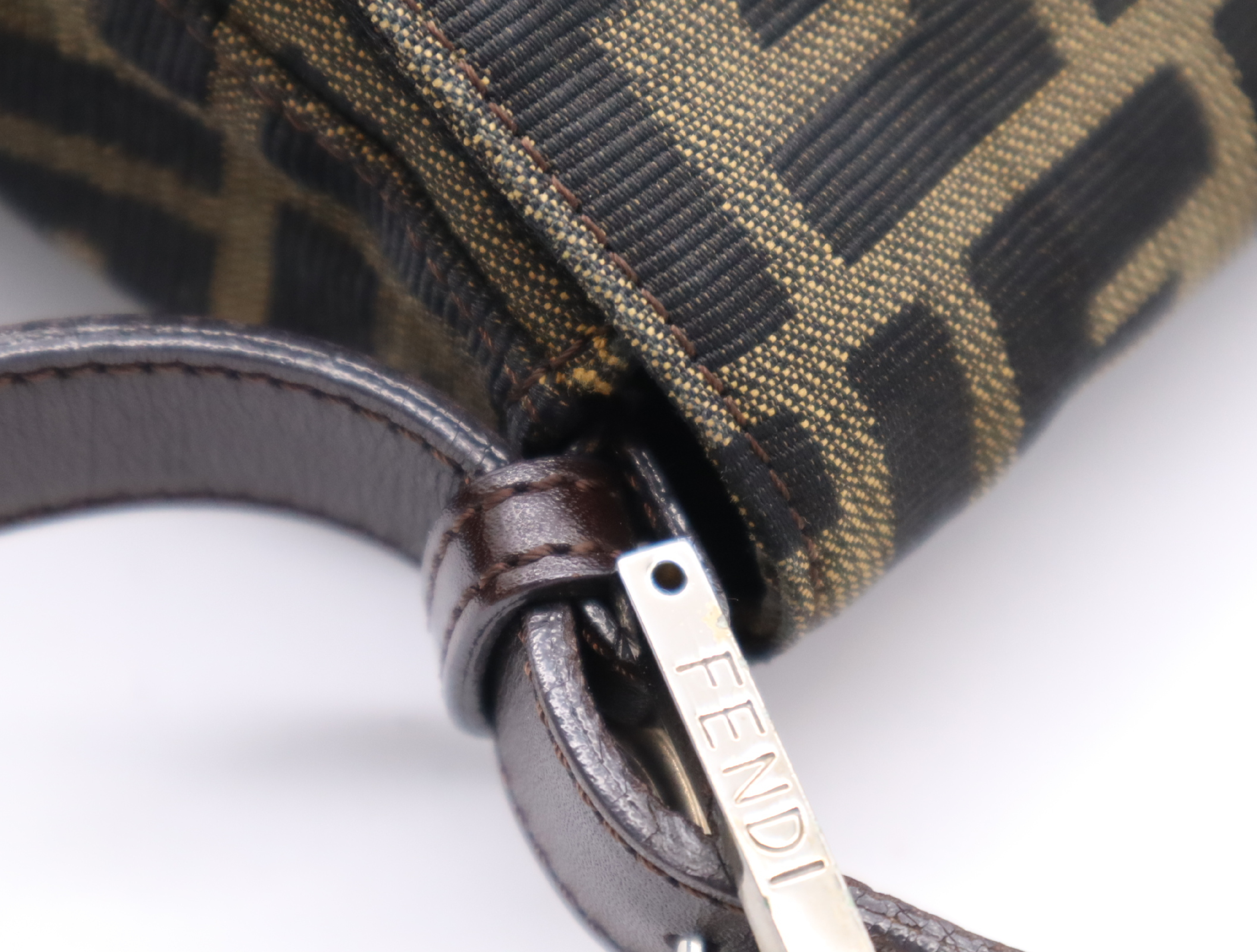 26325 Canvas/Leather Mamma Bucket Zucca One-Shoulder Bag Khaki Brown Shoulder Bag — view 8