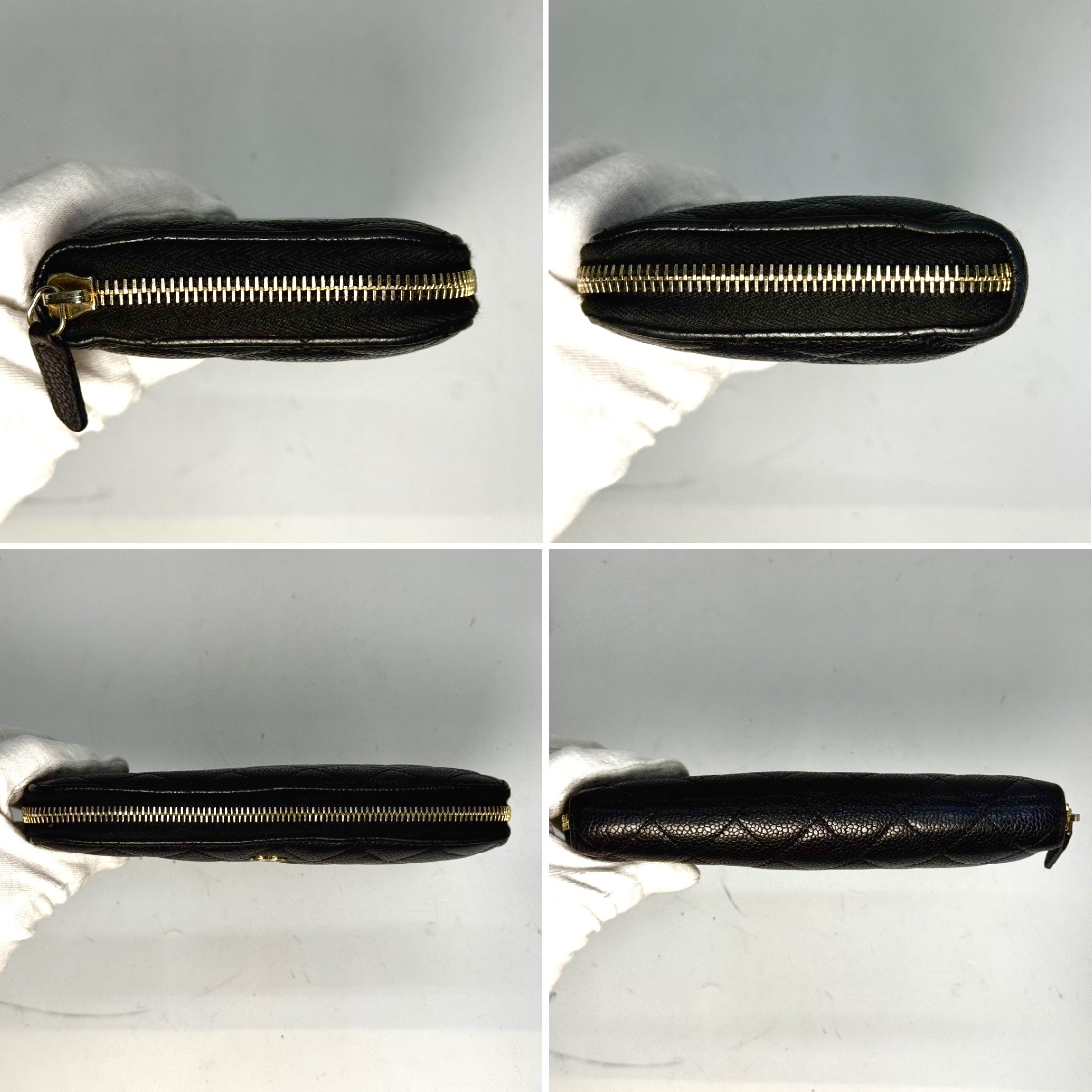 Matelassé Caviar Skin Round Zip Long Wallet Black 18408056 Wallet — view 3