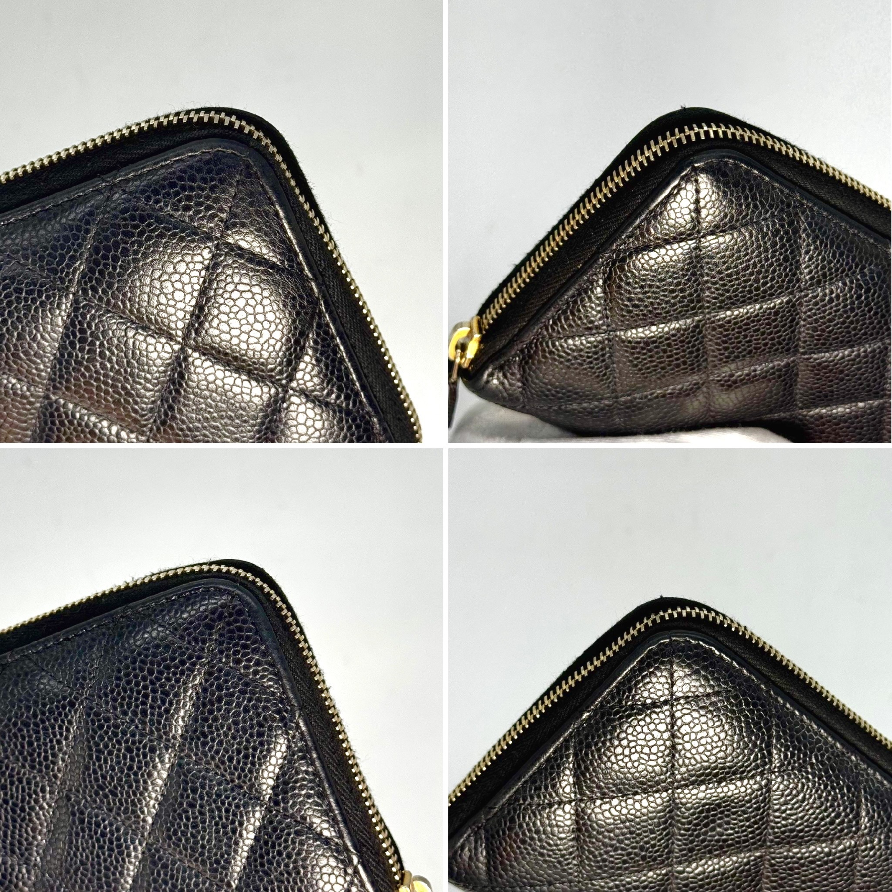 Matelassé Caviar Skin Round Zip Long Wallet Black 18408056 Wallet — view 4