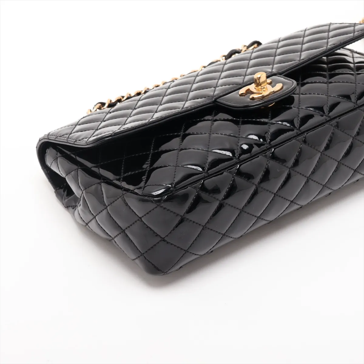 Matelassé Patent Leather Single Flap Double Chain Bag, Valentine's Day Limited Edition, Black with Gold Hardware, Item Number 13442782 (Serial Number 13) — view 4