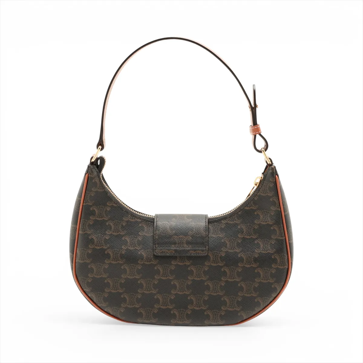 Triomphe Ava PVC x Leather Shoulder Bag, Brown — view 2