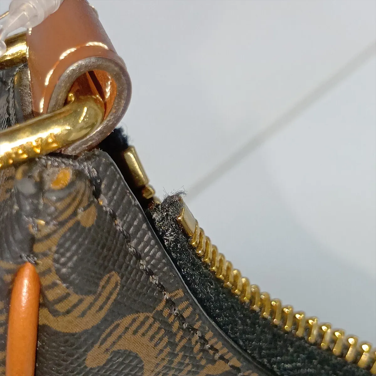 Triomphe Ava PVC x Leather Shoulder Bag, Brown — view 14