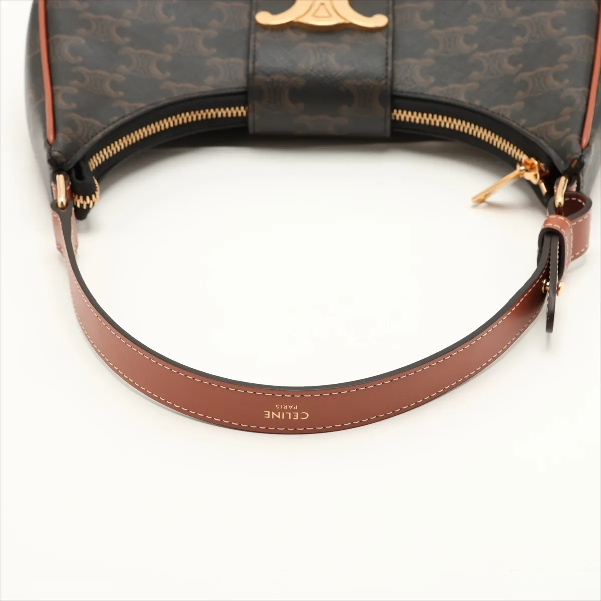 Triomphe Ava PVC x Leather Shoulder Bag, Brown — view 5