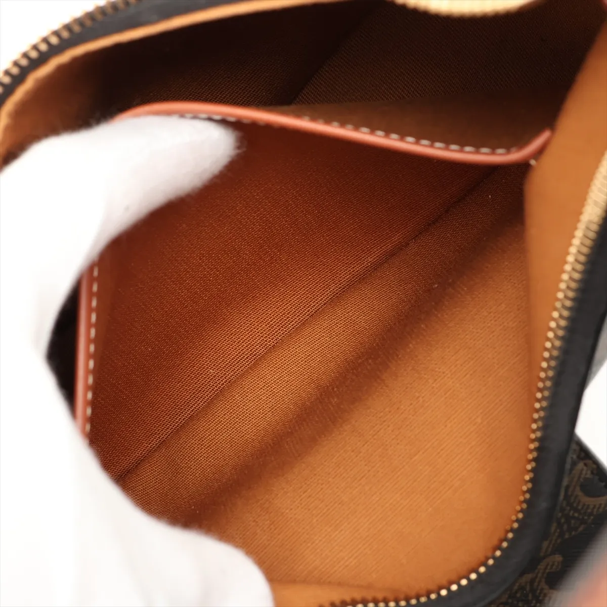Triomphe Ava PVC x Leather Shoulder Bag, Brown — view 8