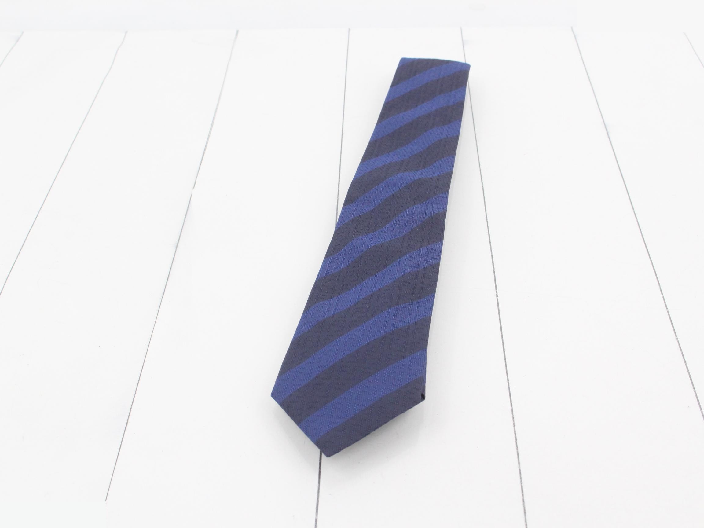 Zucca pattern striped tie, 100% silk, blue/navy