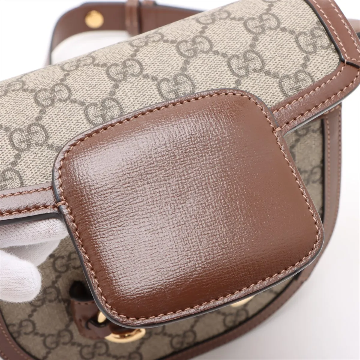 Horsebit 1955 GG Supreme PVC x Leather Shoulder Bag Brown — view 11
