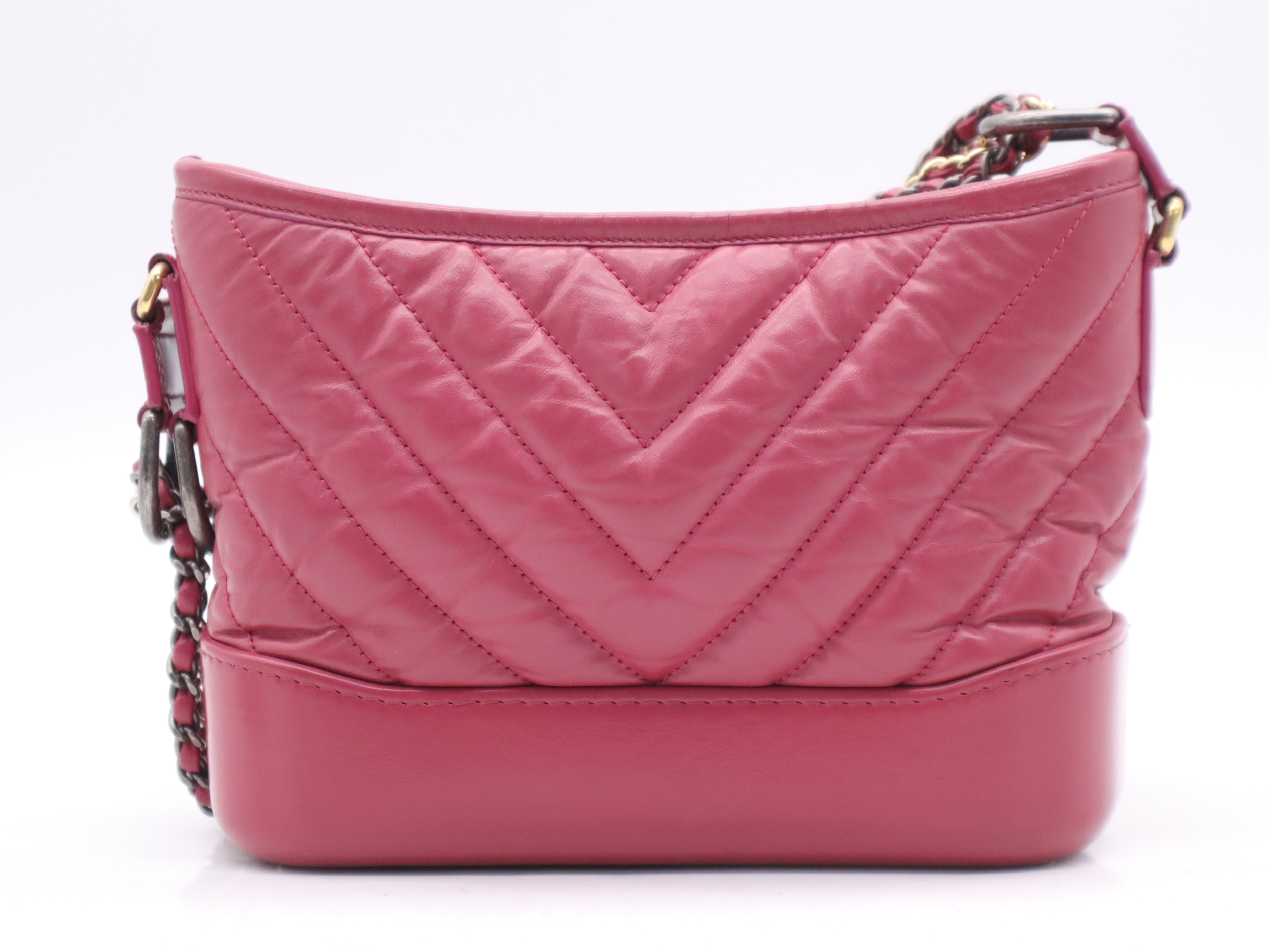 Calfskin Gabrielle de Chanel Small Hobo V-Stitch Chain Shoulder Bag, Wine Red, with Seal. — view 2