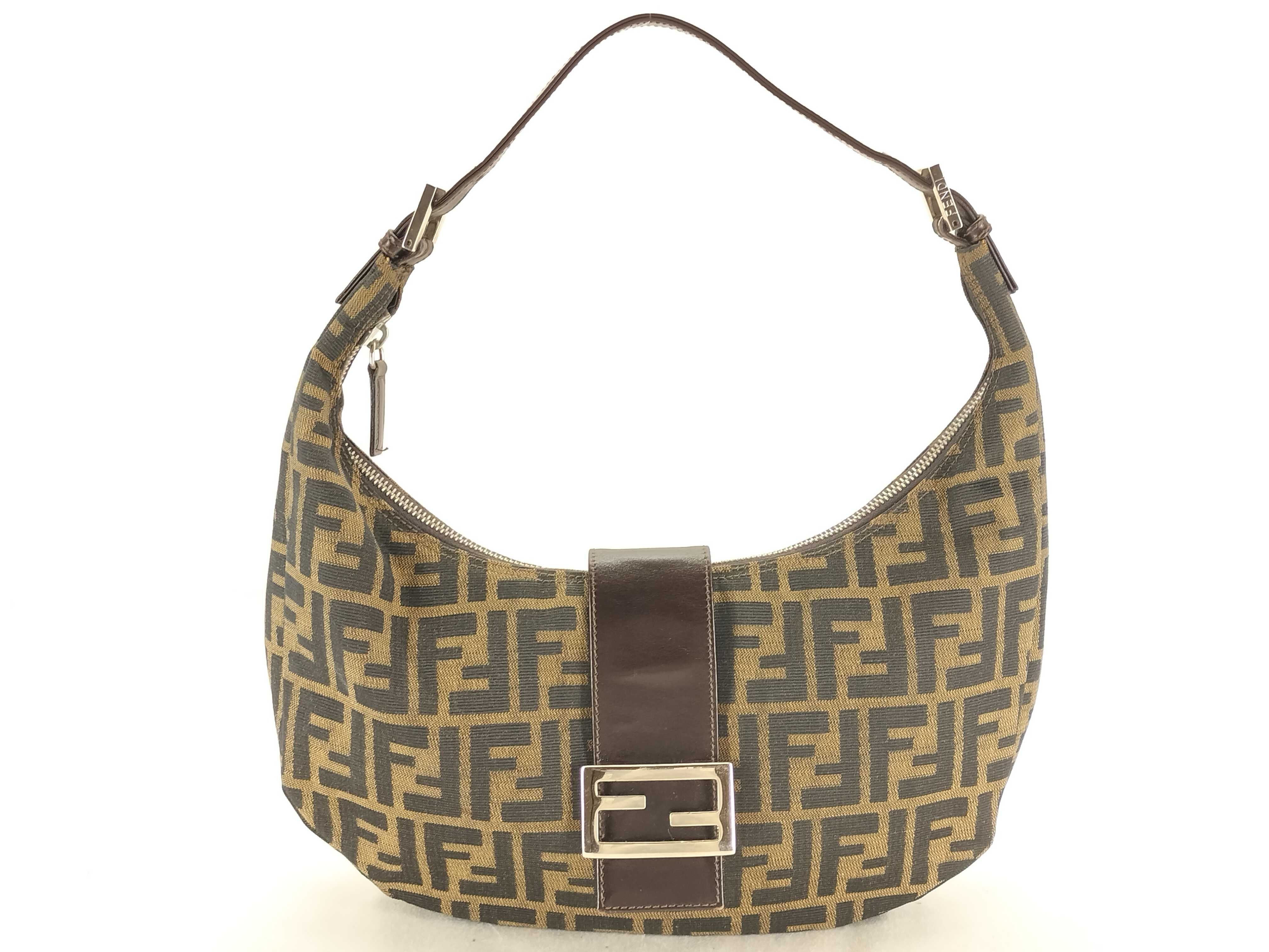 Zucca pattern Fendi Zucca Mamma Bucket Shoulder Bag Crescent Moon Half Moon Shoulder Bag