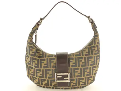 Zucca pattern Fendi Zucca Mamma Bucket Shoulder Bag Crescent Moon Half Moon Shoulder Bag