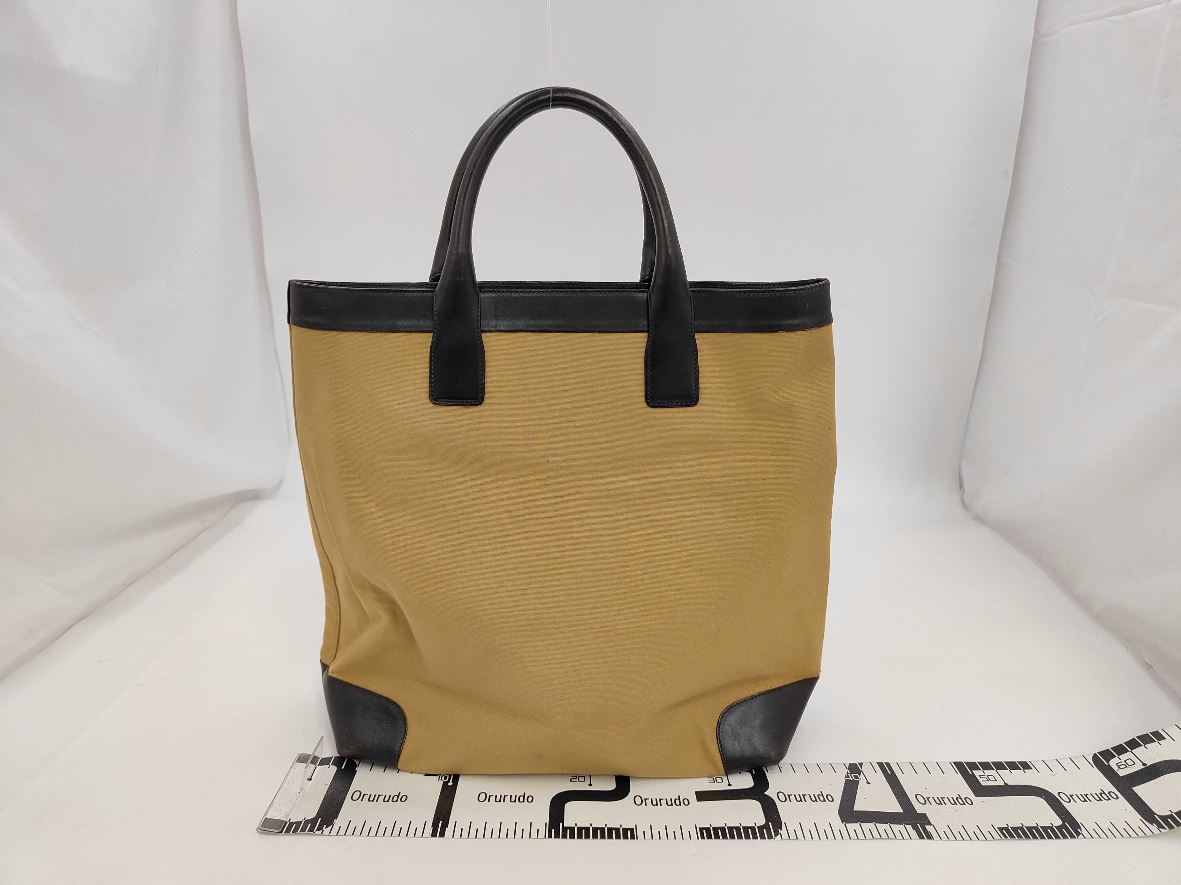 002 1121 Tote Bag, Canvas and Leather, Sherry Yellow Beige Tote Bag — view 2