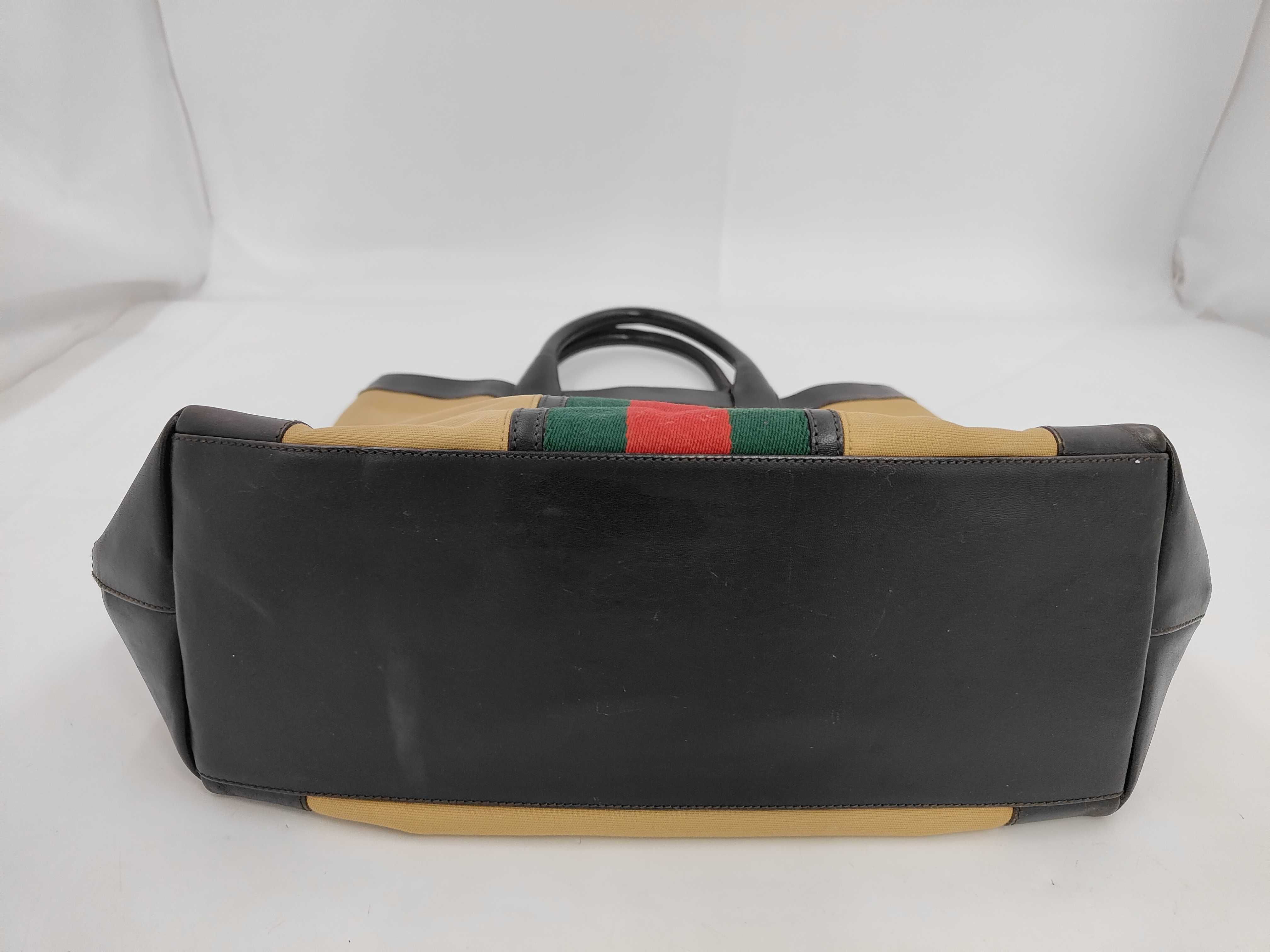 002 1121 Tote Bag, Canvas and Leather, Sherry Yellow Beige Tote Bag — view 3