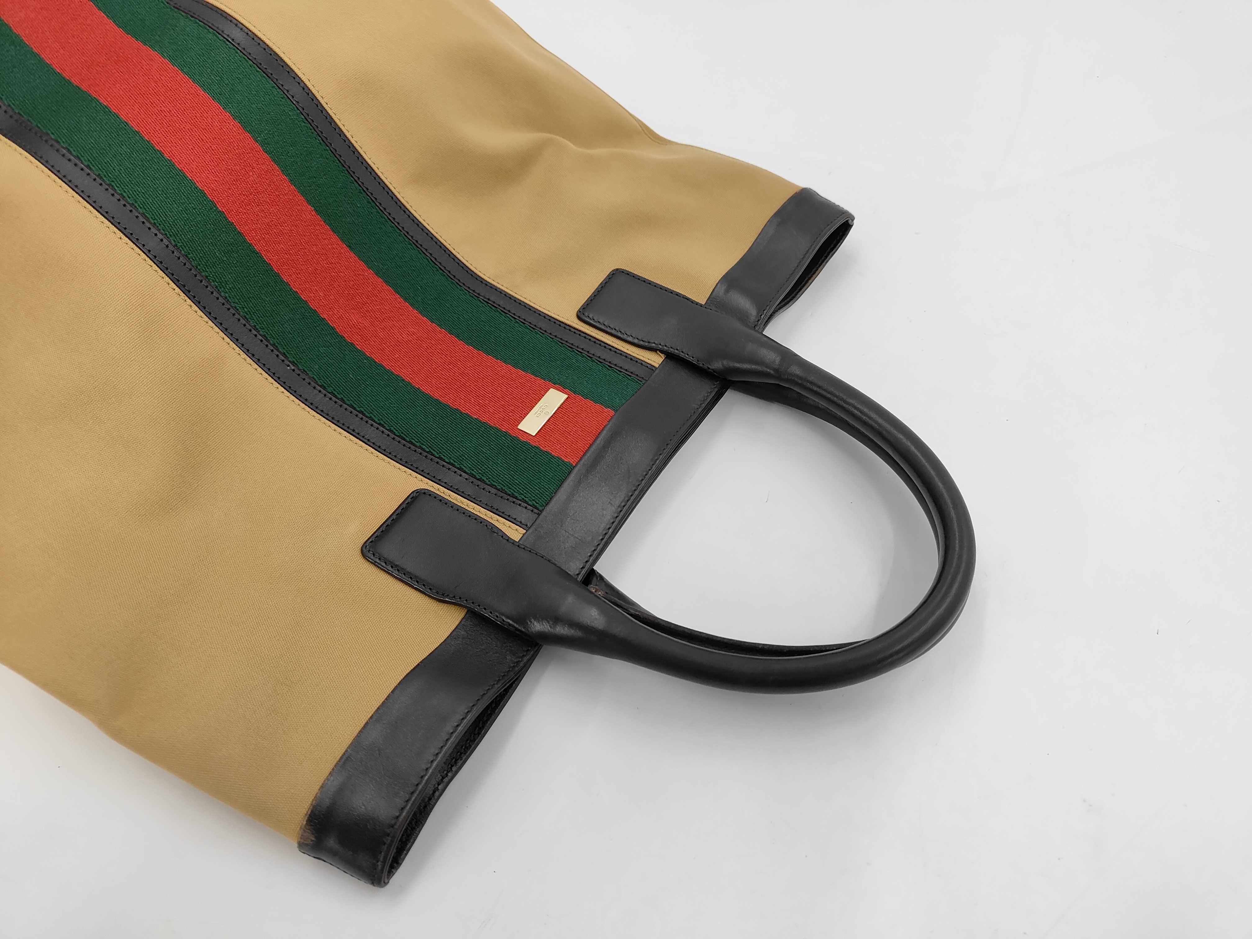 002 1121 Tote Bag, Canvas and Leather, Sherry Yellow Beige Tote Bag — view 6