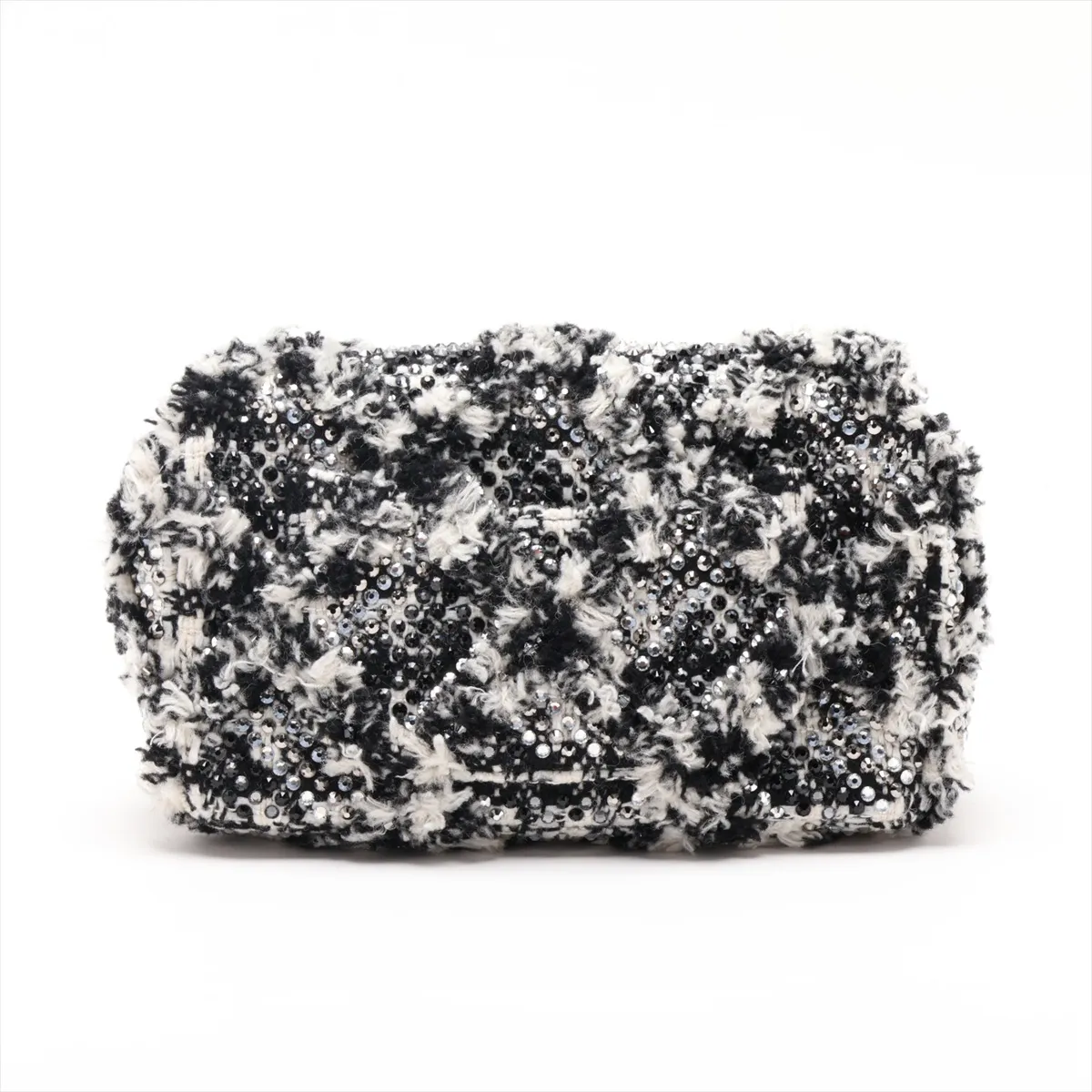 [Individually packaged] Chanel Mini Matelassé 20 Tweed x Rhinestone Single Flap Single Chain Bag, Black x White, Silver Hardware, 30791879, Serial Number in the 30s, A69900 — view 2