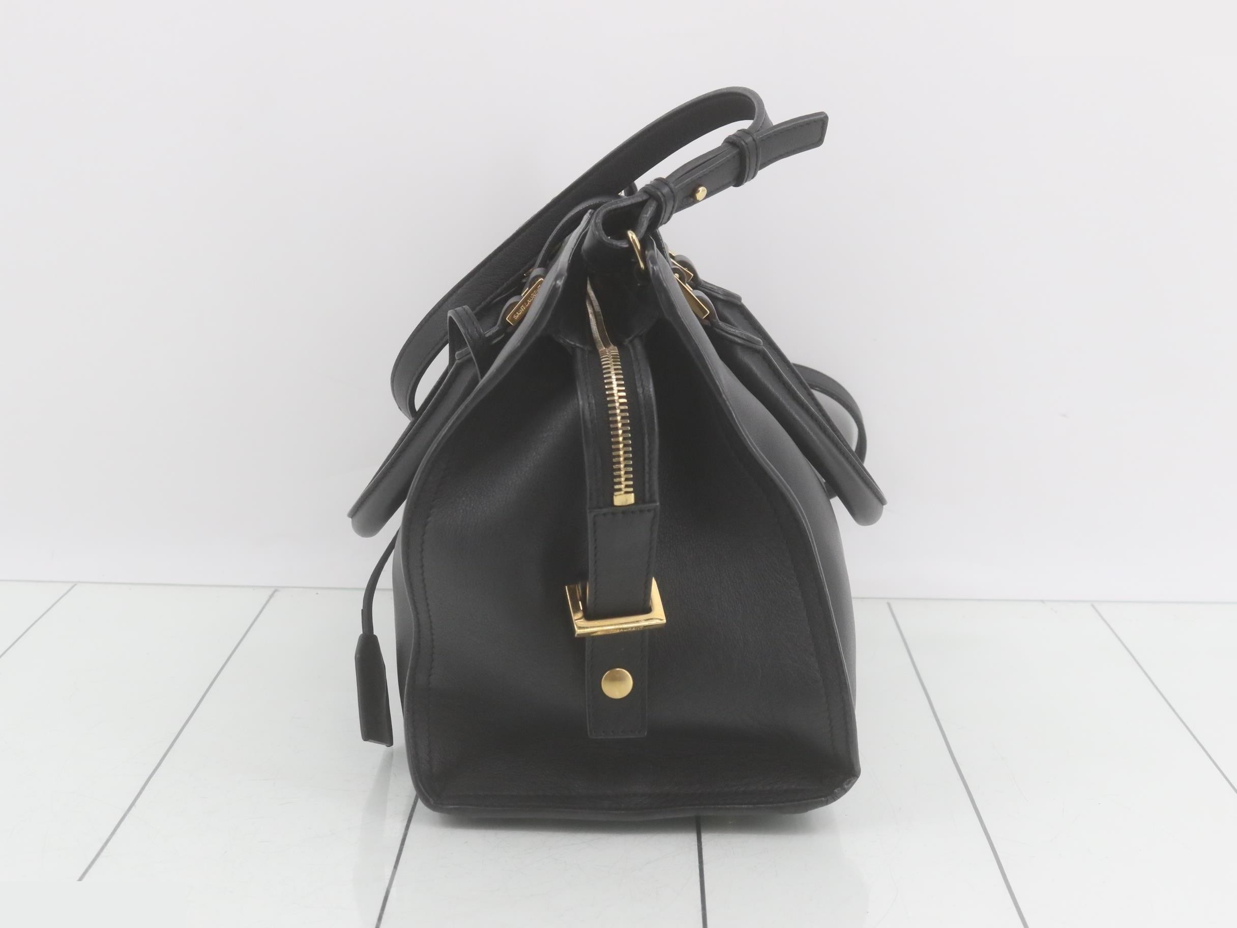 Saint Laurent Cabas Small Leather 2-Way Shoulder Handbag, Black — view 3